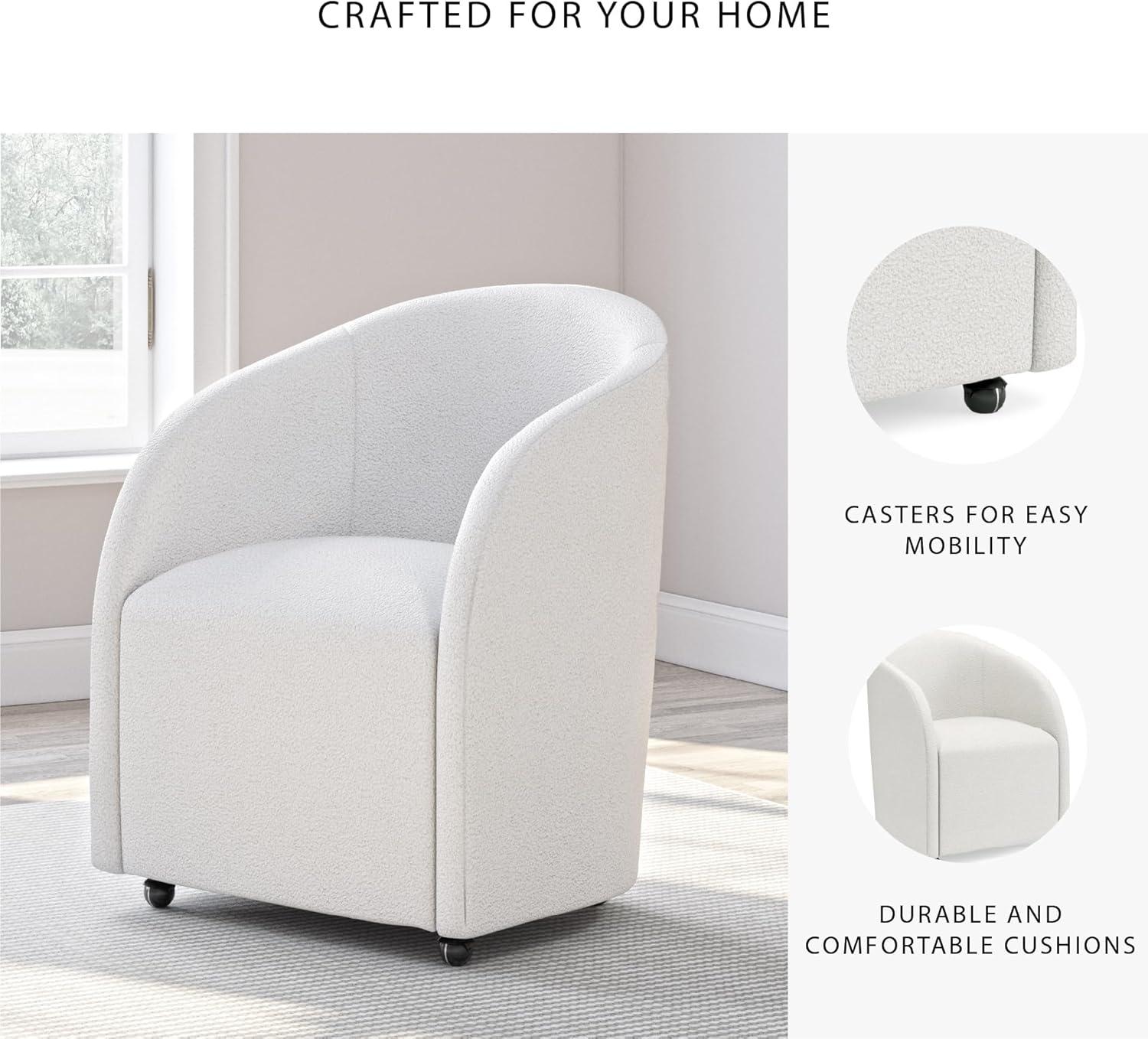 imageSignature Design by Ashley Korestone Contemporary Upholstered Home Office Desk Chair with Casters White