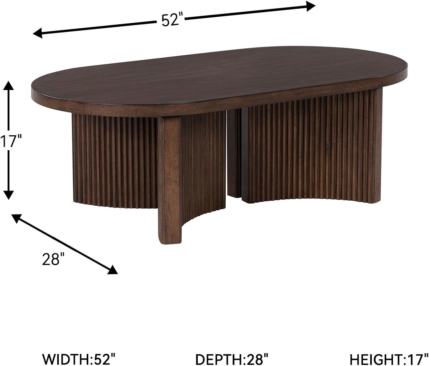 imageSignature Design by Ashley Korestone MidCentury Modern Coffee Table with Reeded Double Pedestal Base Dark Brown