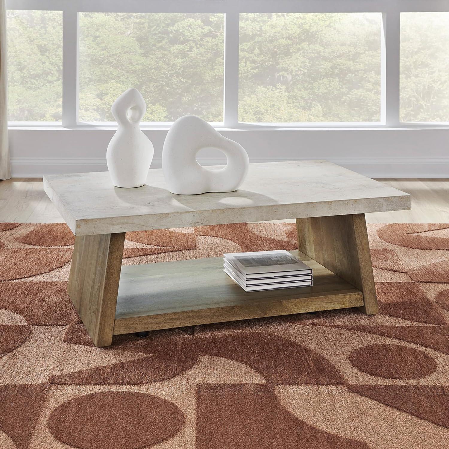 imageSignature Design by Ashley Kristiland Classic Cocktail Table with 1 Lower Shelf Light BrownTwo Toned