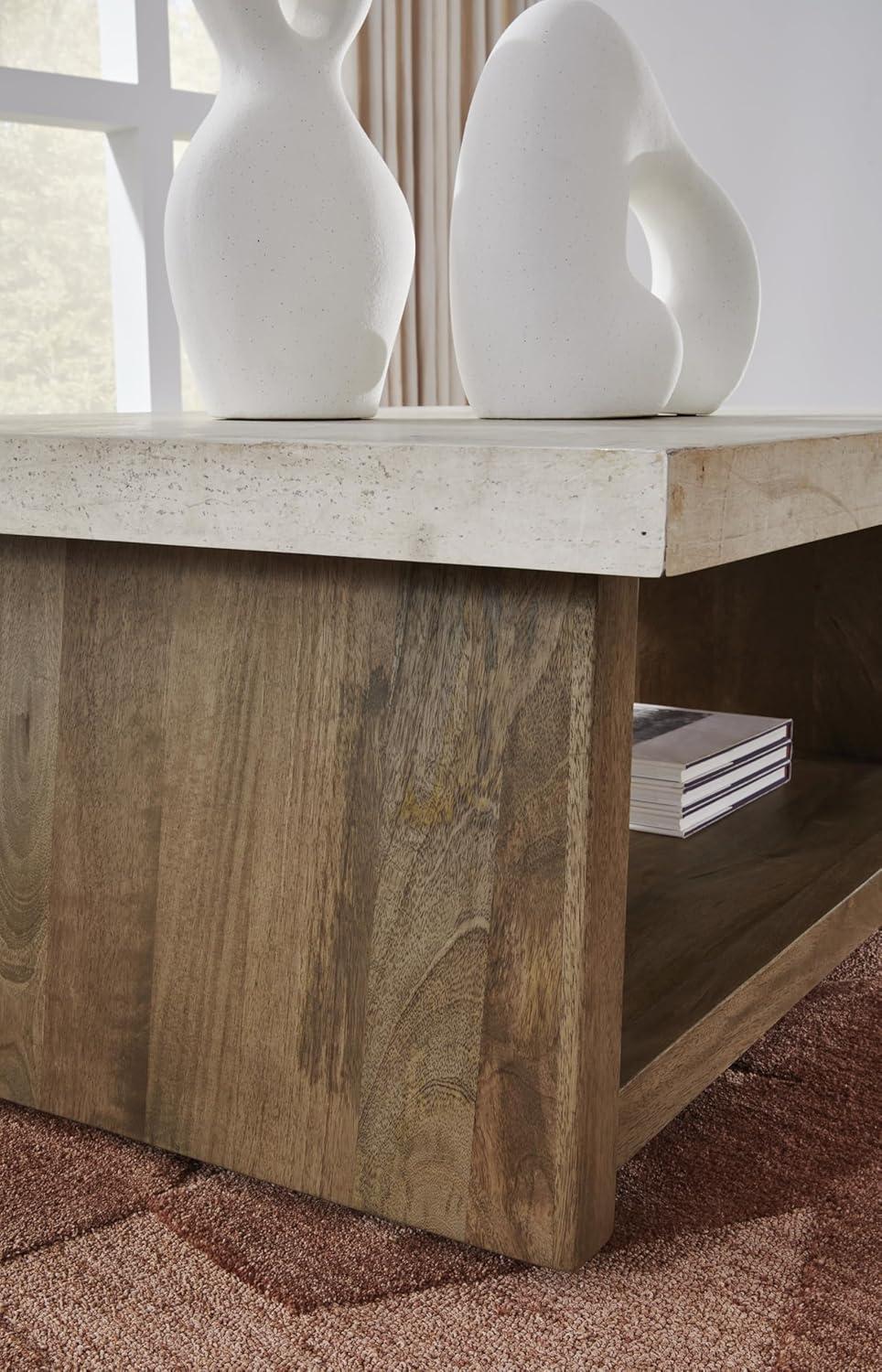 imageSignature Design by Ashley Kristiland Classic Cocktail Table with 1 Lower Shelf Light BrownTwo Toned