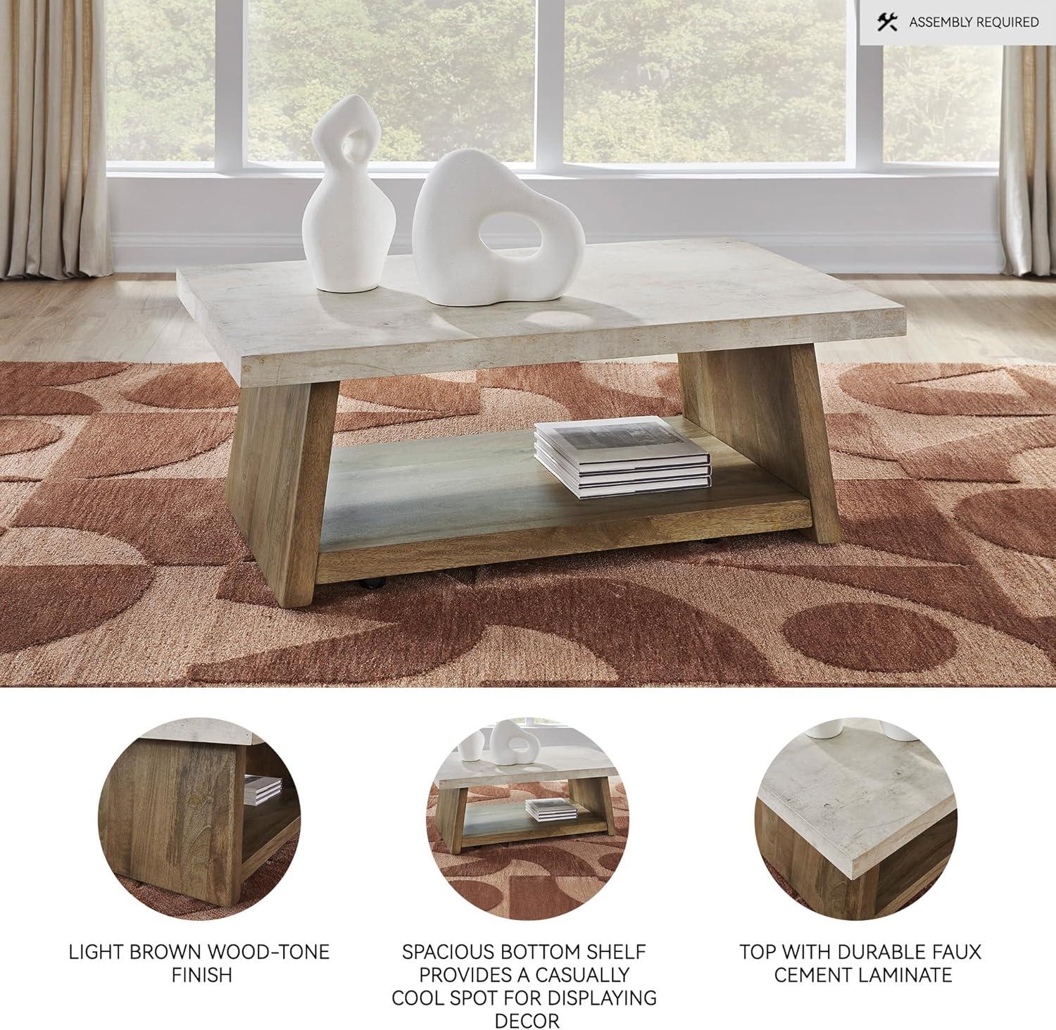 imageSignature Design by Ashley Kristiland Classic Cocktail Table with 1 Lower Shelf Light BrownTwo Toned