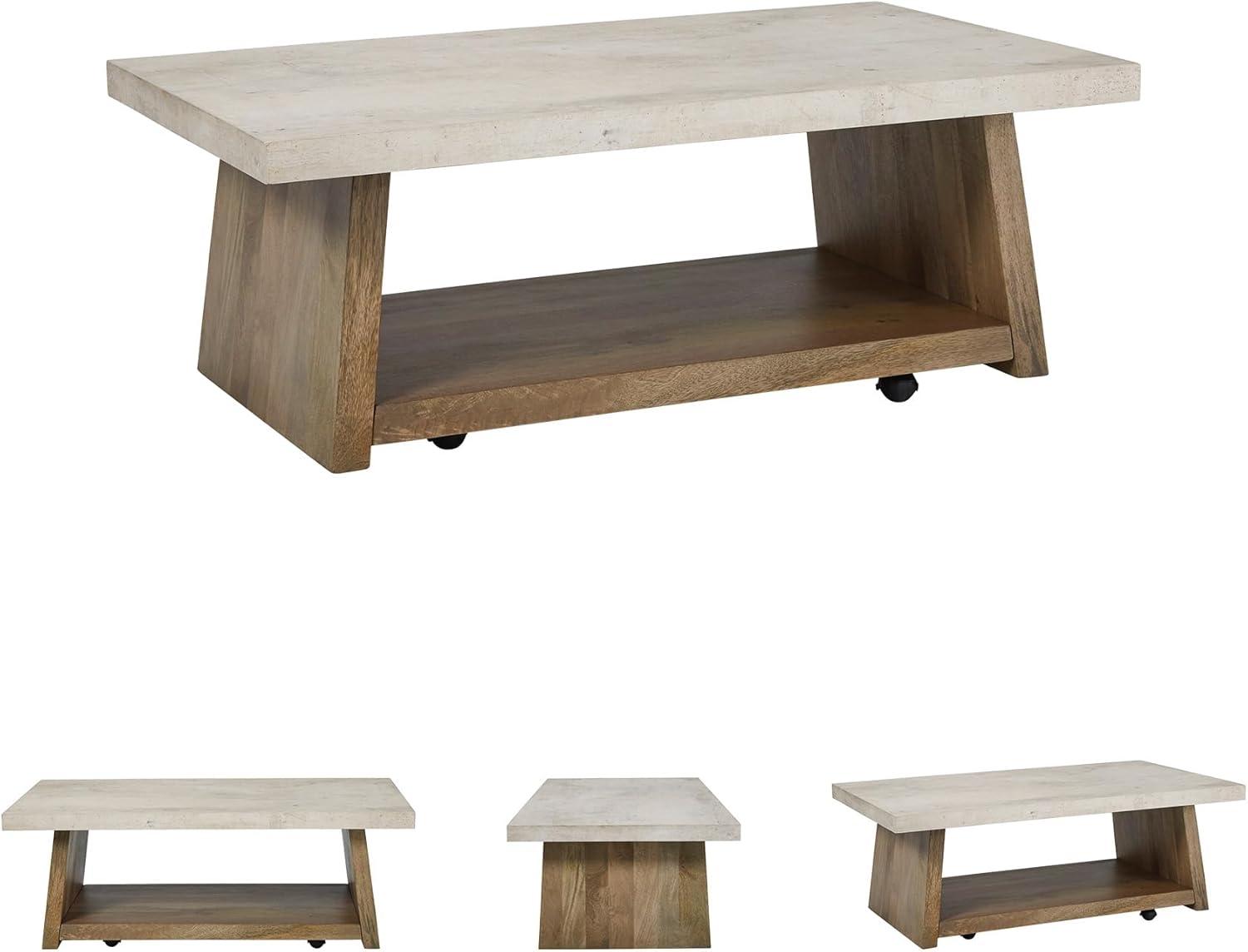 imageSignature Design by Ashley Kristiland Classic Cocktail Table with 1 Lower Shelf Light BrownTwo Toned