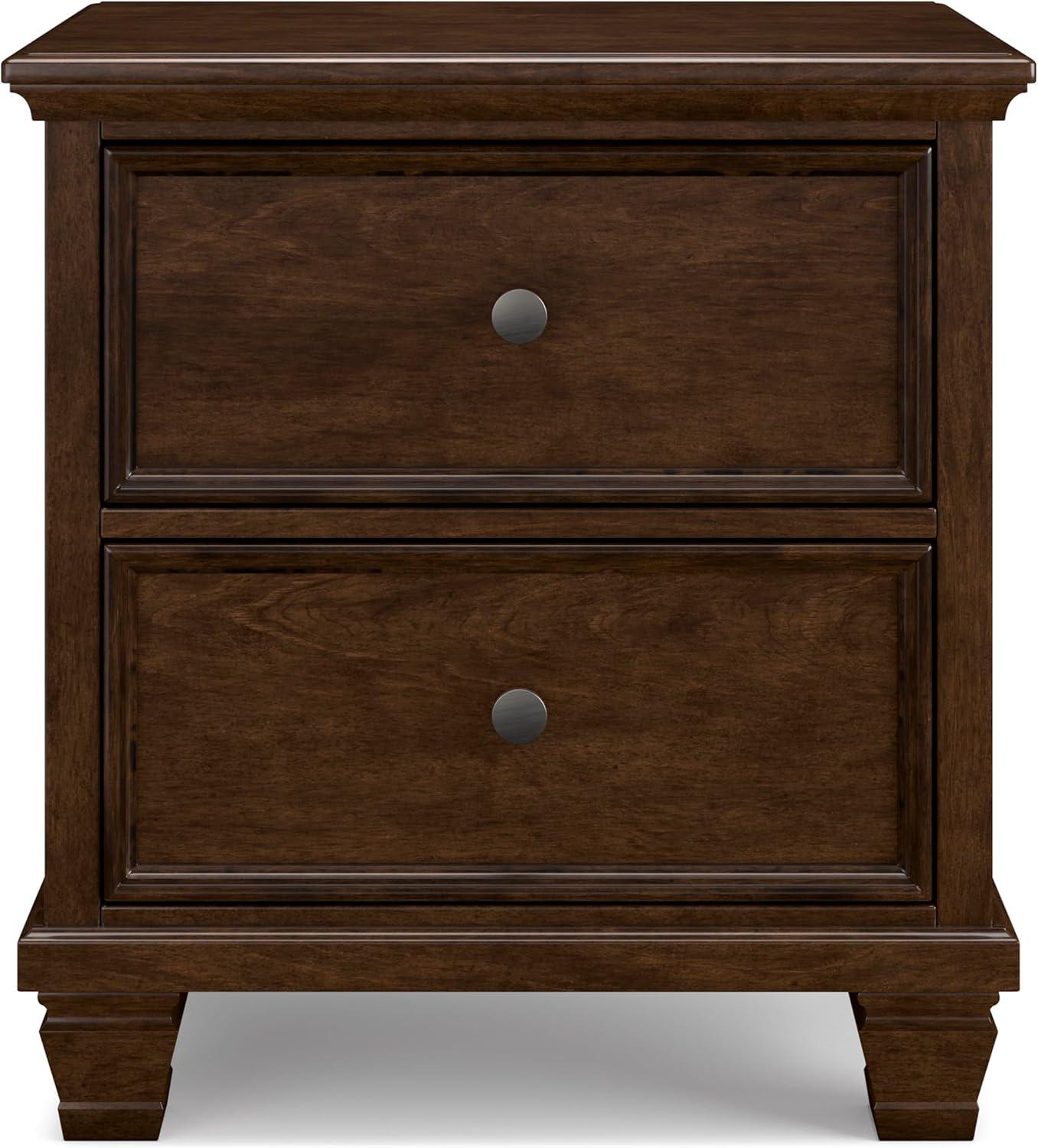 imageSignature Design by Ashley Lanolee Classic 2 Drawer Nightstand for Bedroom 2675quot Tall BlackDark Brown