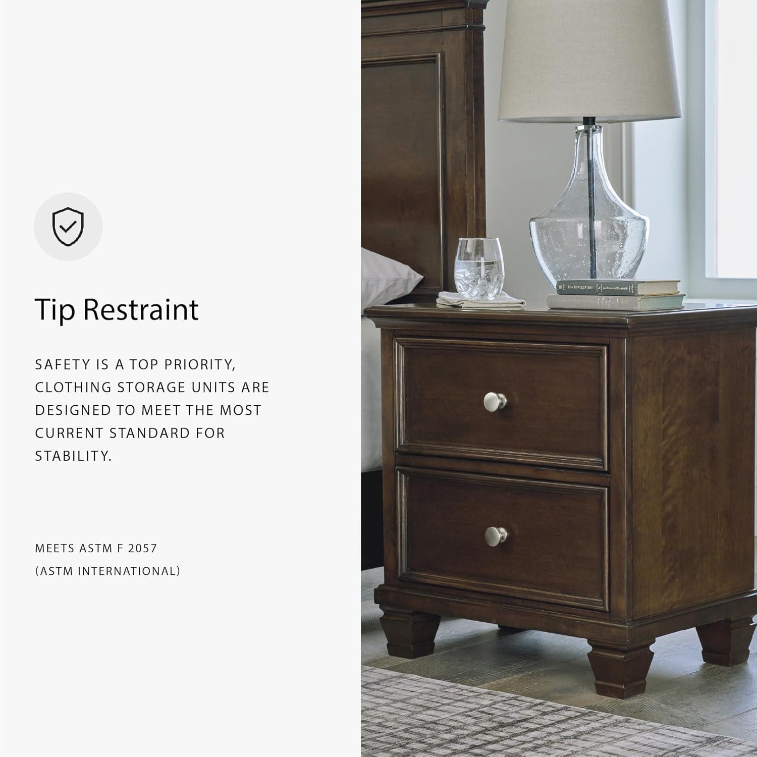 imageSignature Design by Ashley Lanolee Classic 2 Drawer Nightstand for Bedroom 2675quot Tall BlackDark Brown