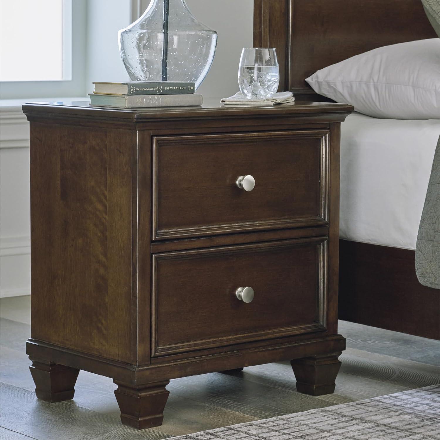 imageSignature Design by Ashley Lanolee Classic 2 Drawer Nightstand for Bedroom 2675quot Tall BlackDark Brown