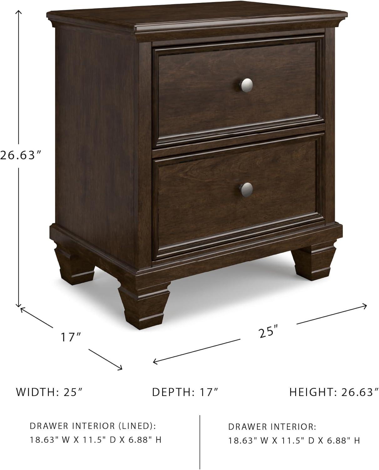 imageSignature Design by Ashley Lanolee Classic 2 Drawer Nightstand for Bedroom 2675quot Tall BlackDark Brown