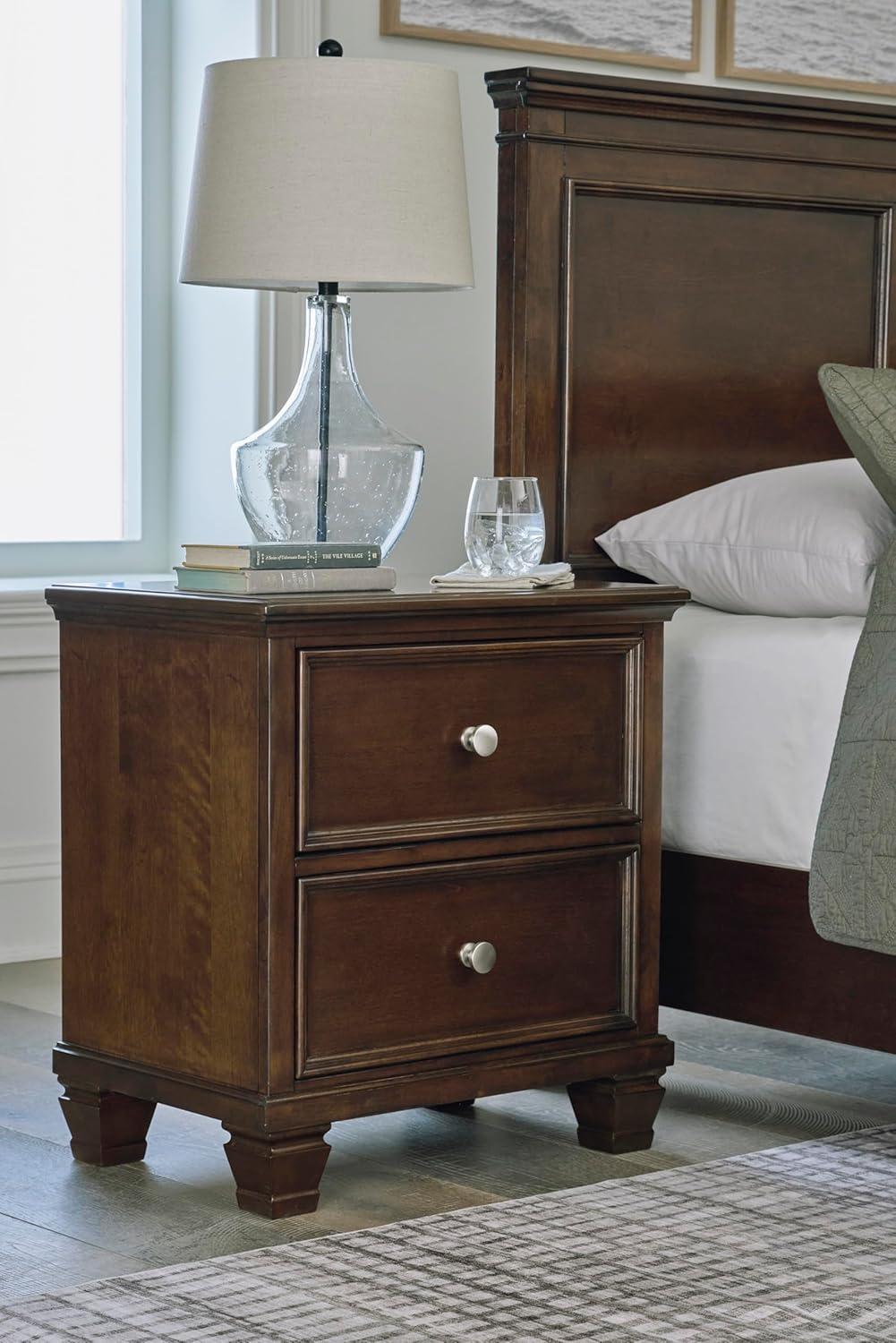 imageSignature Design by Ashley Lanolee Classic 2 Drawer Nightstand for Bedroom 2675quot Tall BlackDark Brown