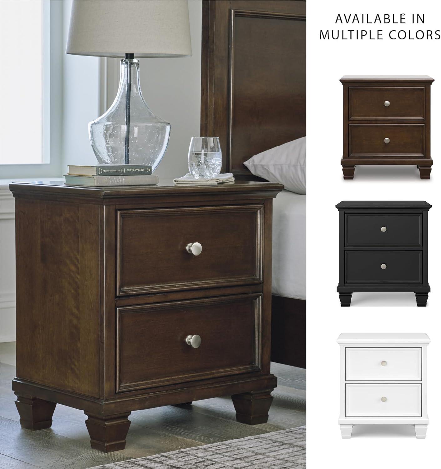 imageSignature Design by Ashley Lanolee Classic 2 Drawer Nightstand for Bedroom 2675quot Tall BlackDark Brown