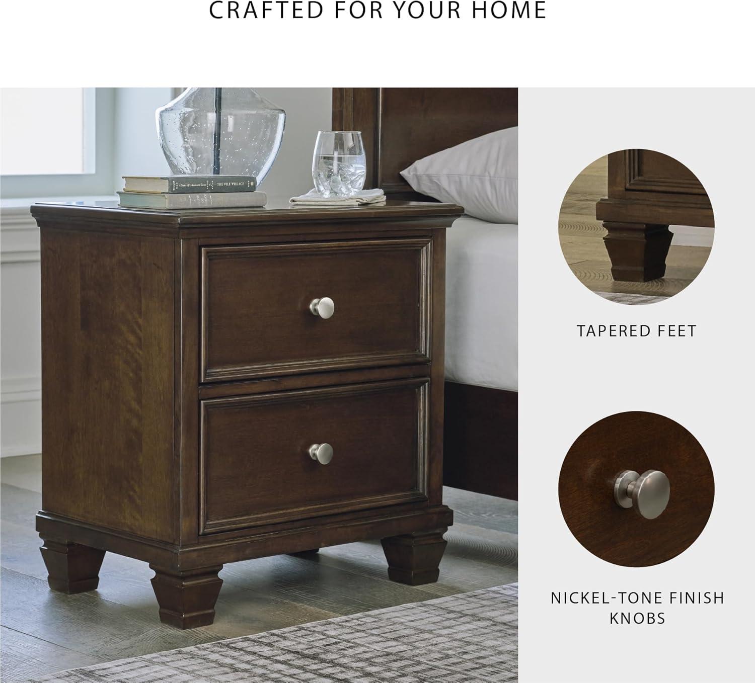 imageSignature Design by Ashley Lanolee Classic 2 Drawer Nightstand for Bedroom 2675quot Tall BlackDark Brown