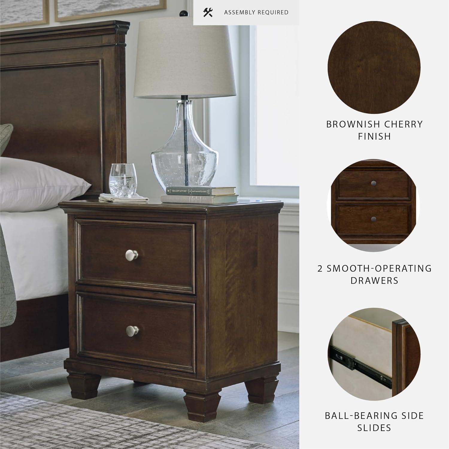 imageSignature Design by Ashley Lanolee Classic 2 Drawer Nightstand for Bedroom 2675quot Tall BlackDark Brown