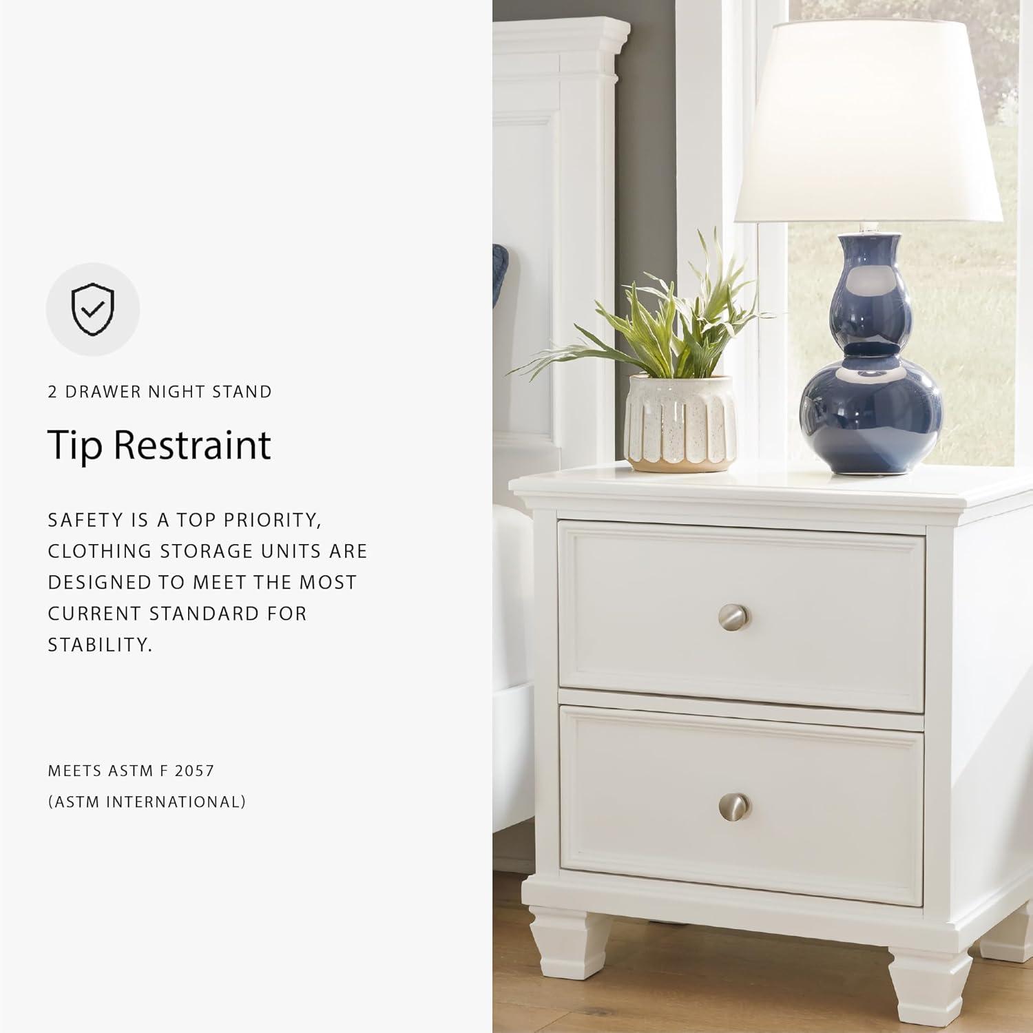 imageSignature Design by Ashley Lanolee Classic 2 Drawer Nightstand for Bedroom 2675quot Tall BlackWhite