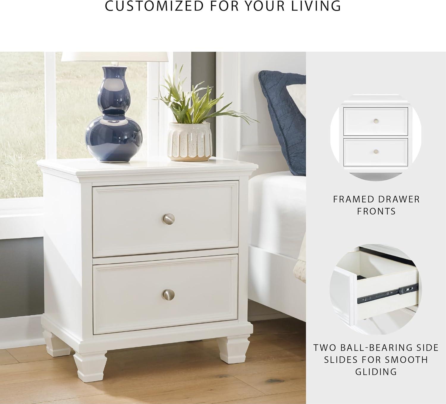 imageSignature Design by Ashley Lanolee Classic 2 Drawer Nightstand for Bedroom 2675quot Tall BlackWhite