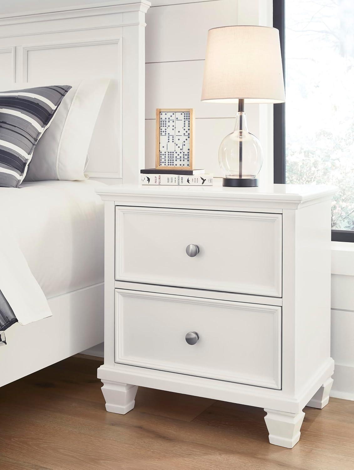 imageSignature Design by Ashley Lanolee Classic 2 Drawer Nightstand for Bedroom 2675quot Tall BlackWhite