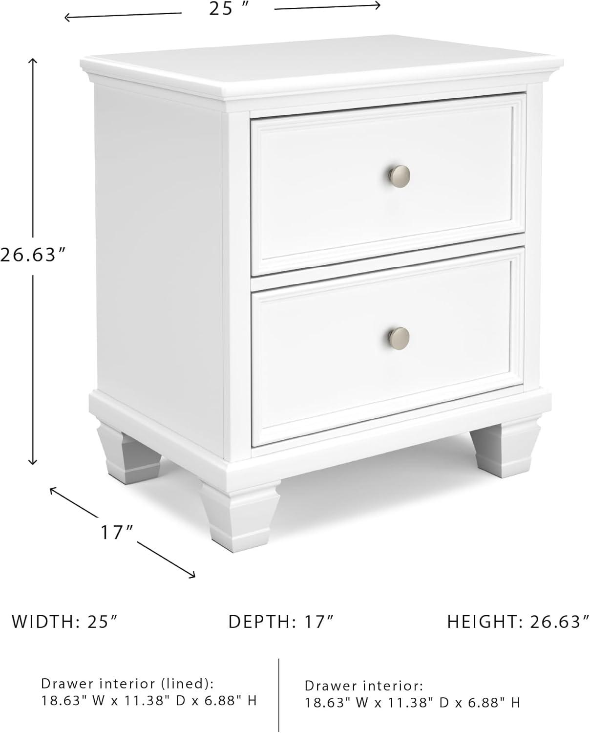 imageSignature Design by Ashley Lanolee Classic 2 Drawer Nightstand for Bedroom 2675quot Tall BlackWhite