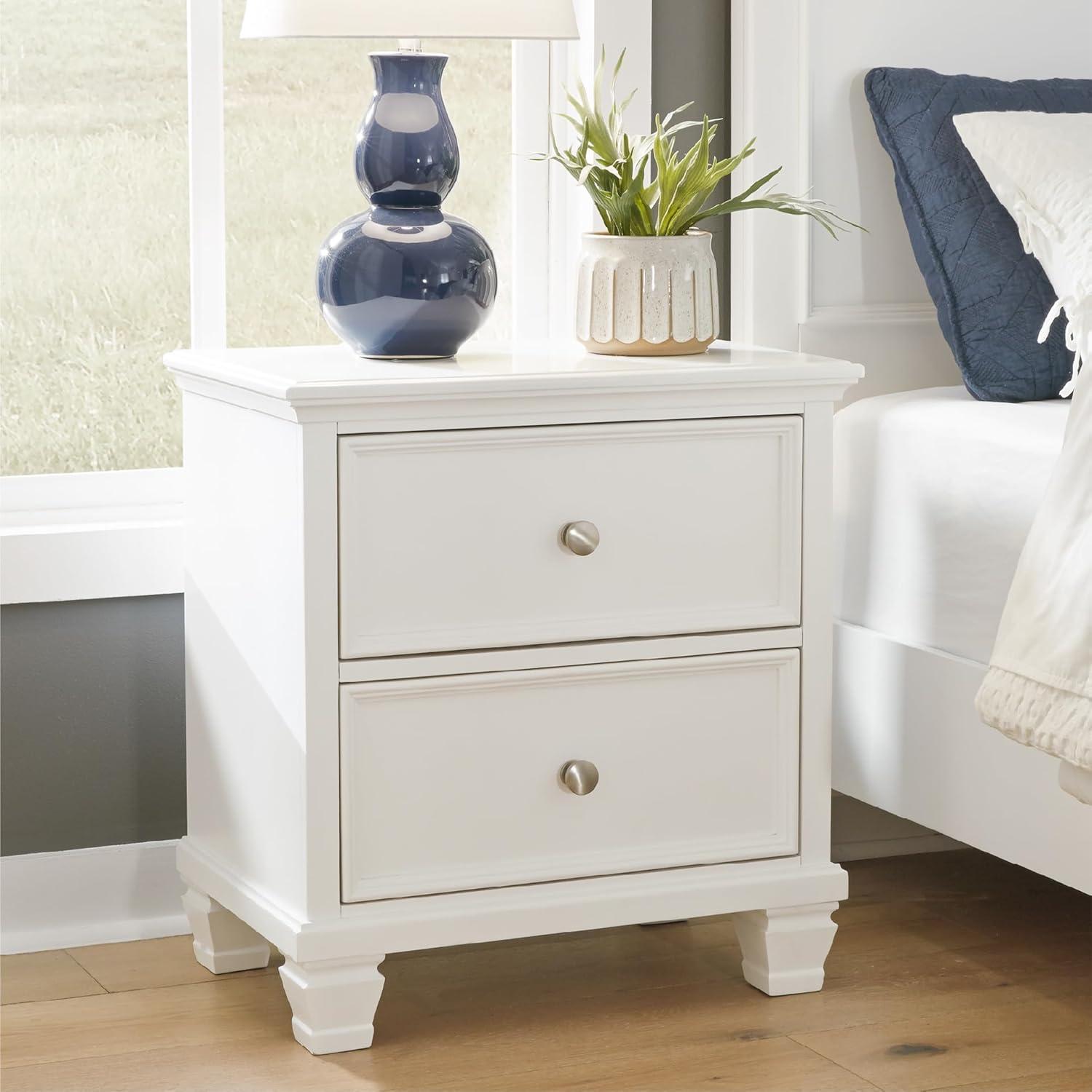 imageSignature Design by Ashley Lanolee Classic 2 Drawer Nightstand for Bedroom 2675quot Tall BlackWhite