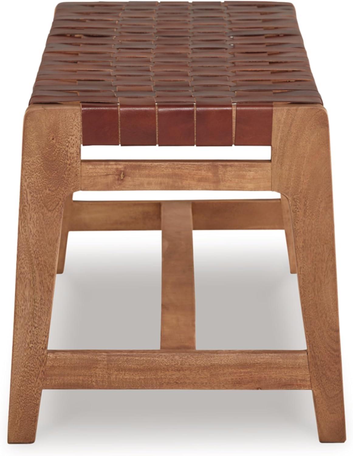 imageSignature Design by Ashley Lemmund Contemporary Upholstered Accent Bench Light Brown