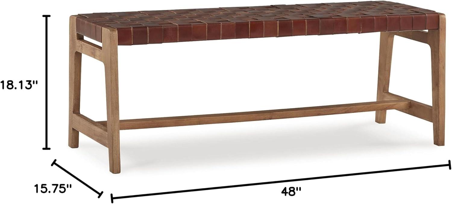 imageSignature Design by Ashley Lemmund Contemporary Upholstered Accent Bench Light Brown