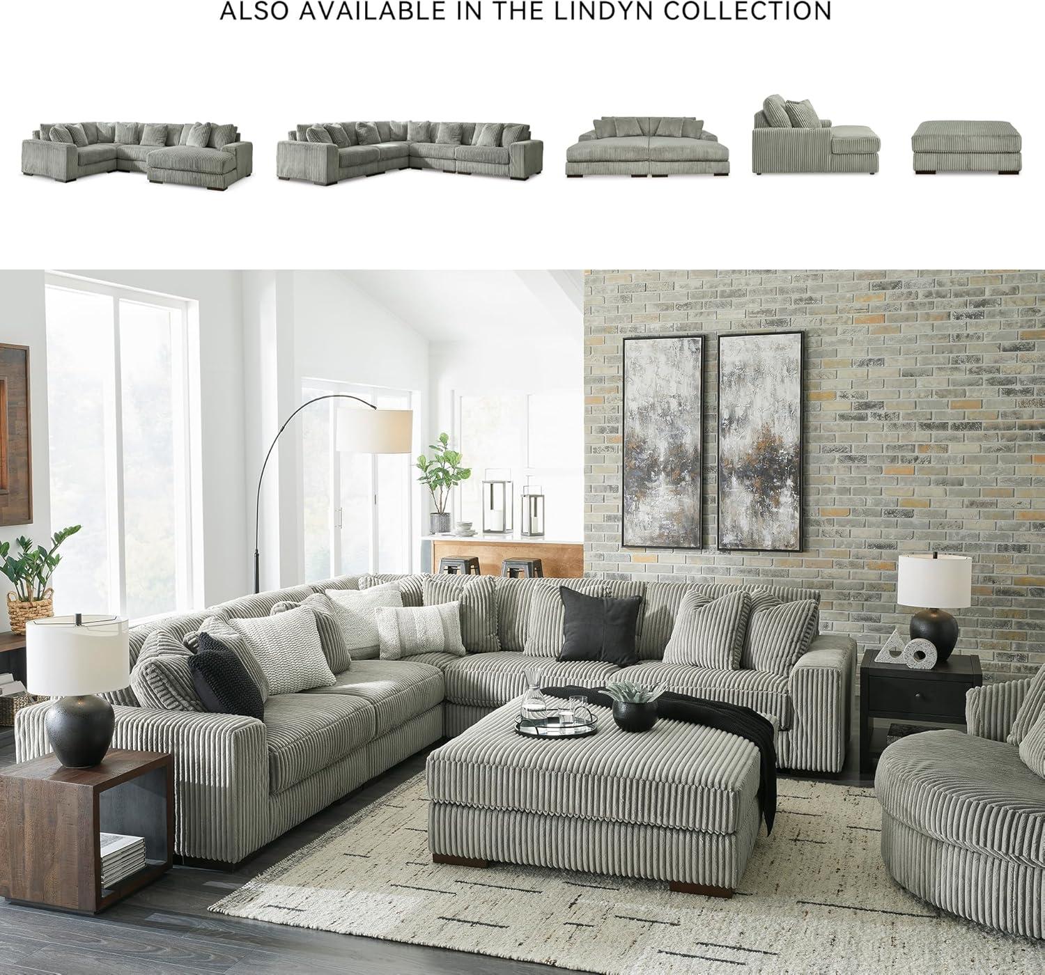 imageSignature Design by Ashley Lindyn Casual LeftArm Facing 2Piece Sectional with Chaise Reversible Cushions and 4 Throw Pillows GrayGrey