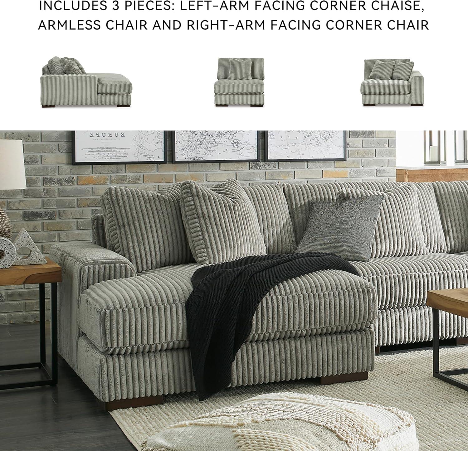 imageSignature Design by Ashley Lindyn Casual LeftArm Facing 2Piece Sectional with Chaise Reversible Cushions and 4 Throw Pillows GrayGrey