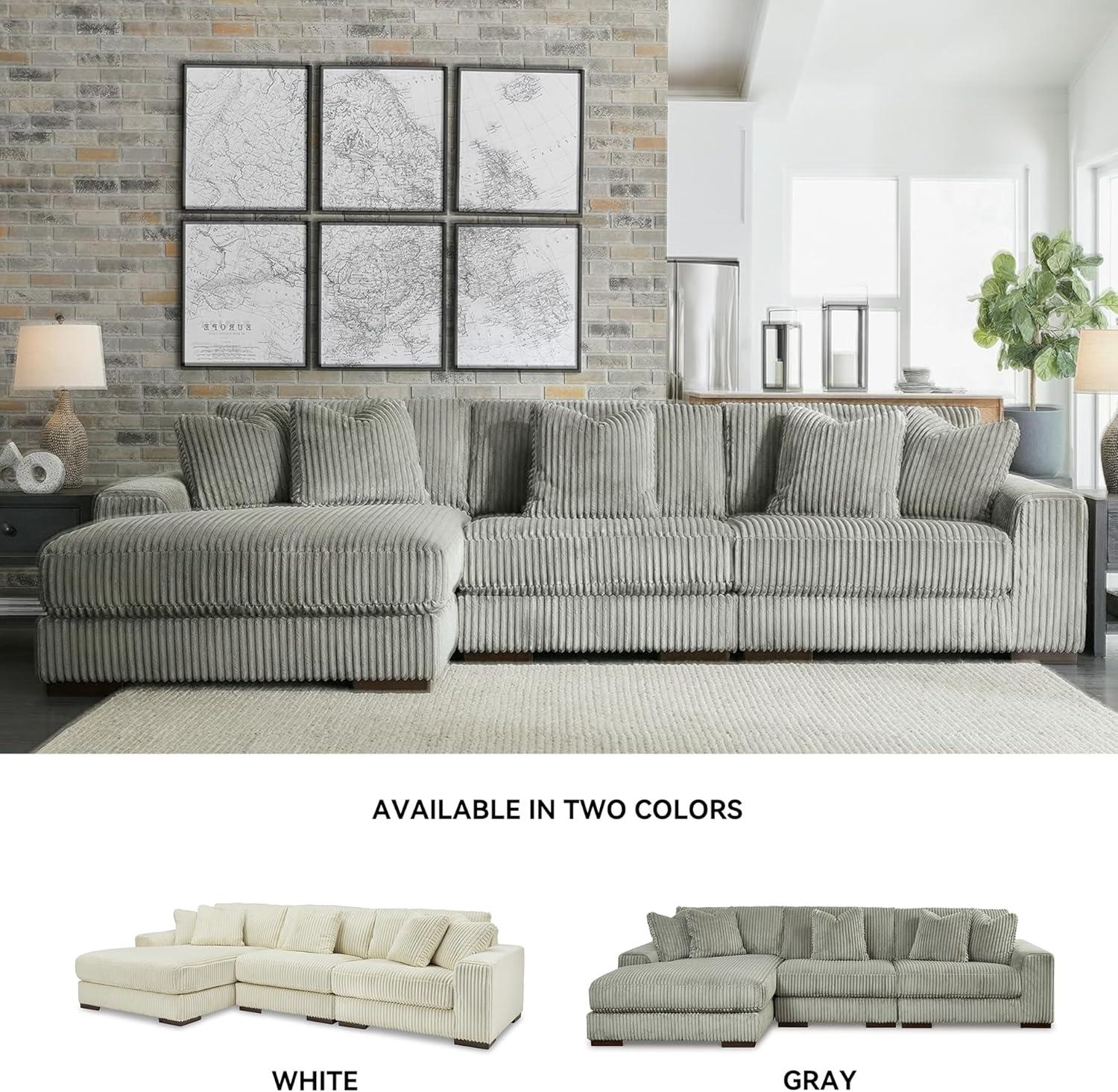 imageSignature Design by Ashley Lindyn Casual LeftArm Facing 2Piece Sectional with Chaise Reversible Cushions and 4 Throw Pillows GrayGrey