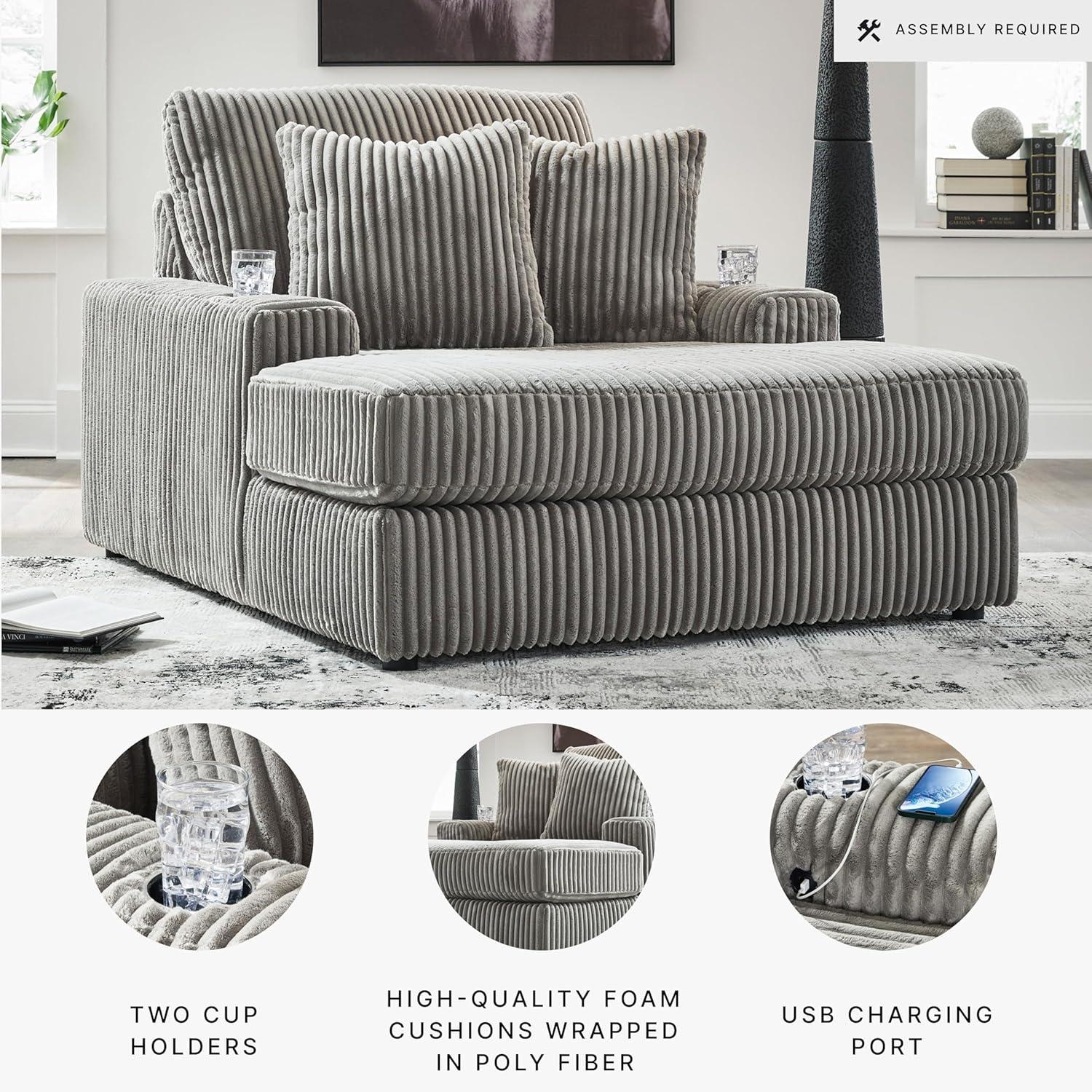 imageSignature Design by Ashley Lindyn Casual LeftArm Facing 2Piece Sectional with Chaise Reversible Cushions and 4 Throw Pillows GrayGrey