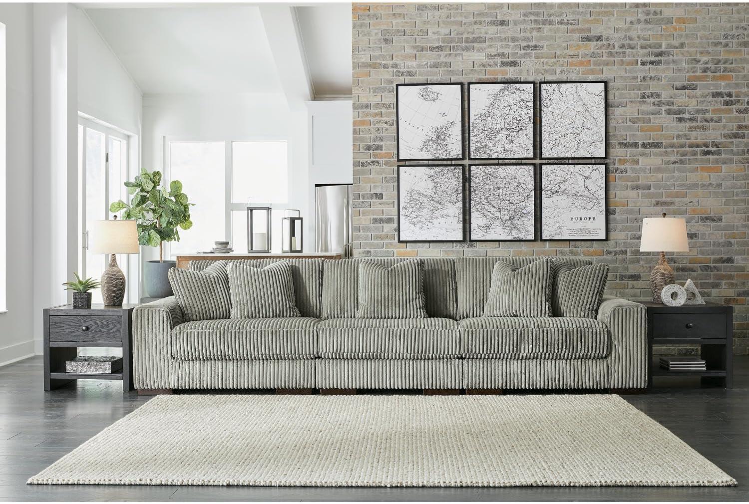 imageSignature Design by Ashley Lindyn Casual LeftArm Facing 2Piece Sectional with Chaise Reversible Cushions and 4 Throw Pillows GrayGrey