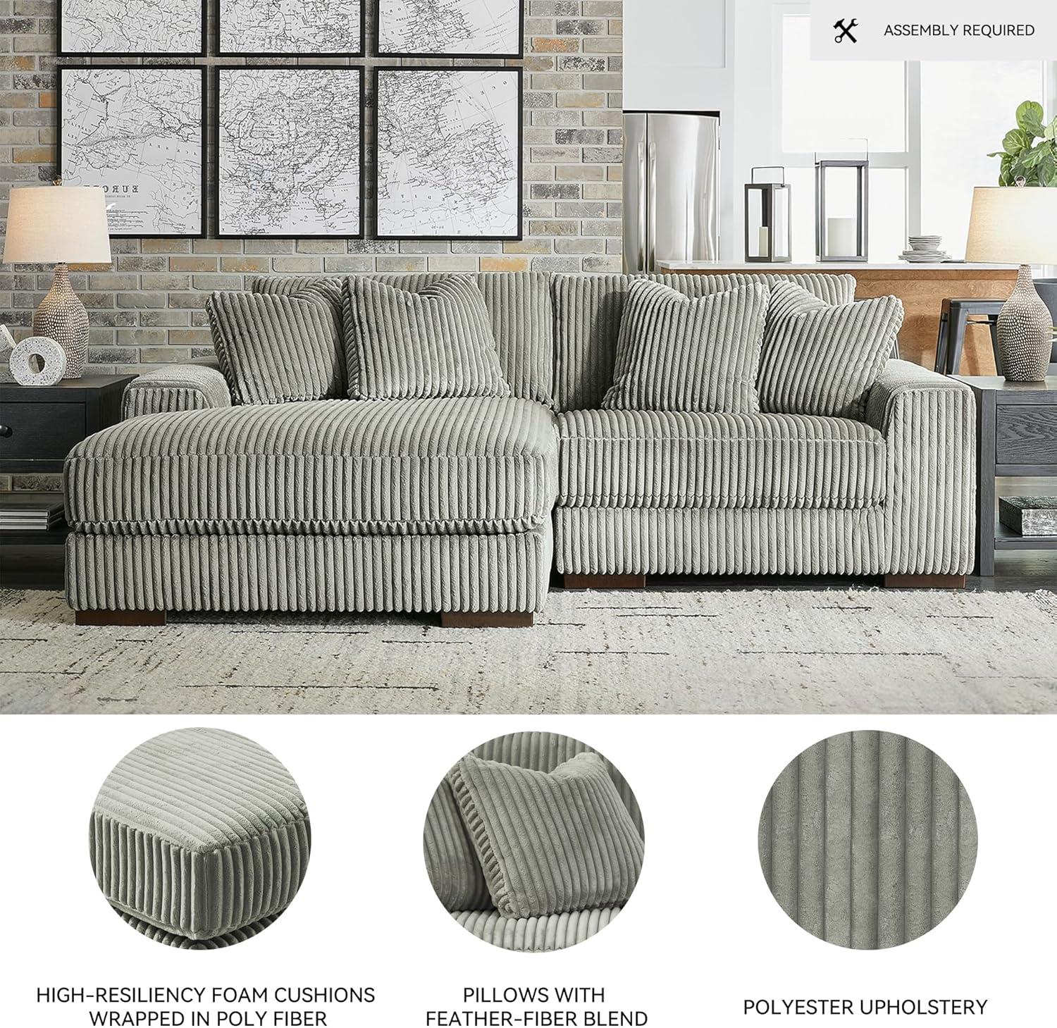 imageSignature Design by Ashley Lindyn Casual LeftArm Facing 2Piece Sectional with Chaise Reversible Cushions and 4 Throw Pillows GrayGrey