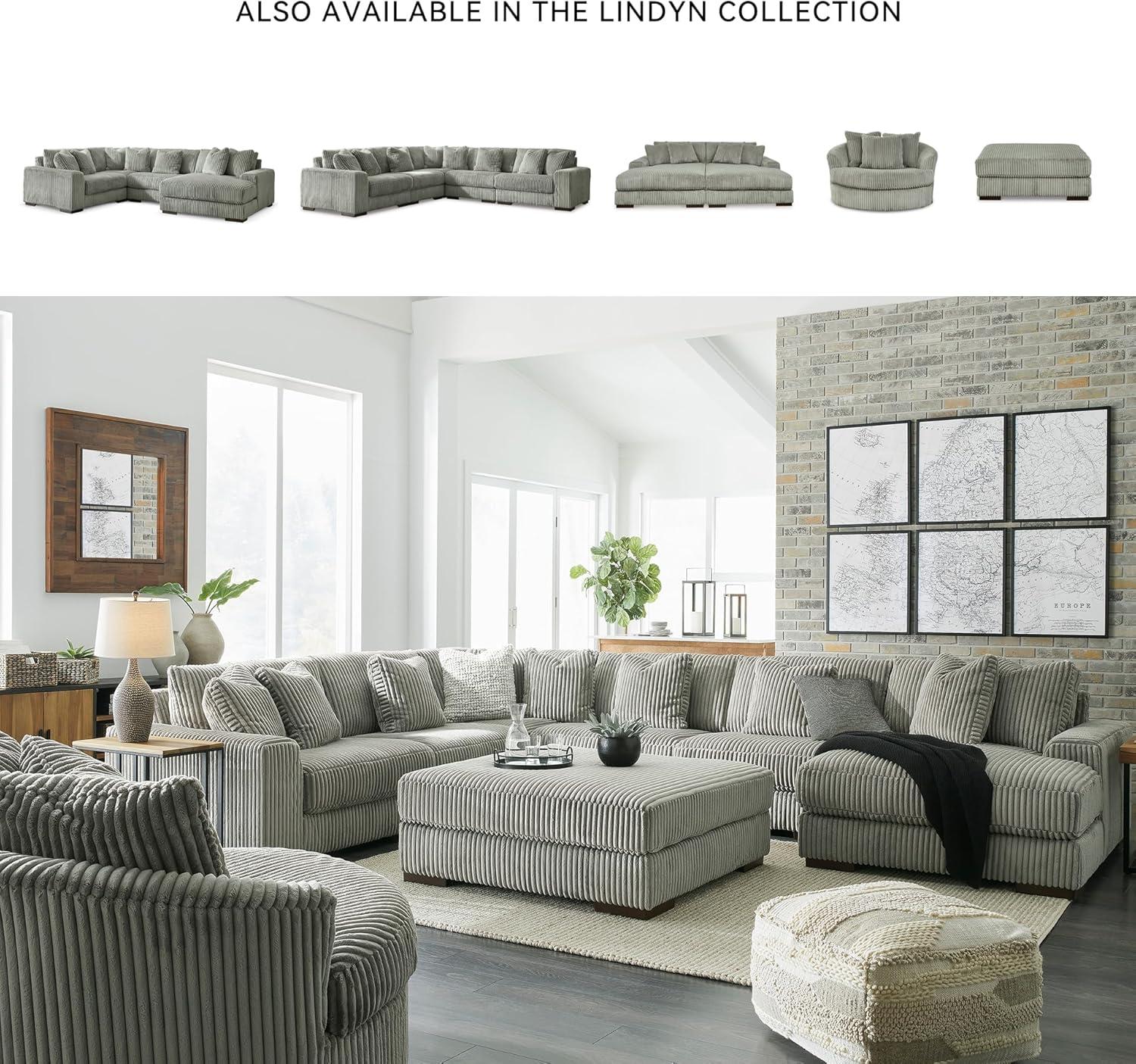 imageSignature Design by Ashley Lindyn Casual LeftArm Facing 2Piece Sectional with Chaise Reversible Cushions and 4 Throw Pillows GrayGrey