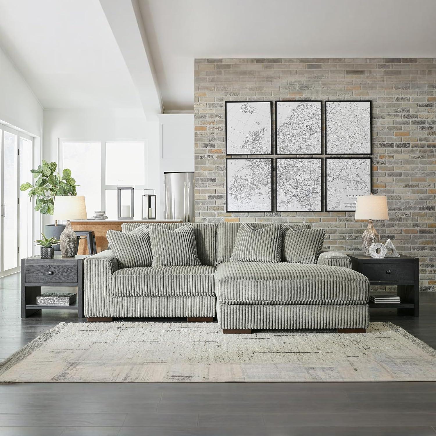 imageSignature Design by Ashley Lindyn Casual LeftArm Facing 2Piece Sectional with Chaise Reversible Cushions and 4 Throw Pillows GrayGrey