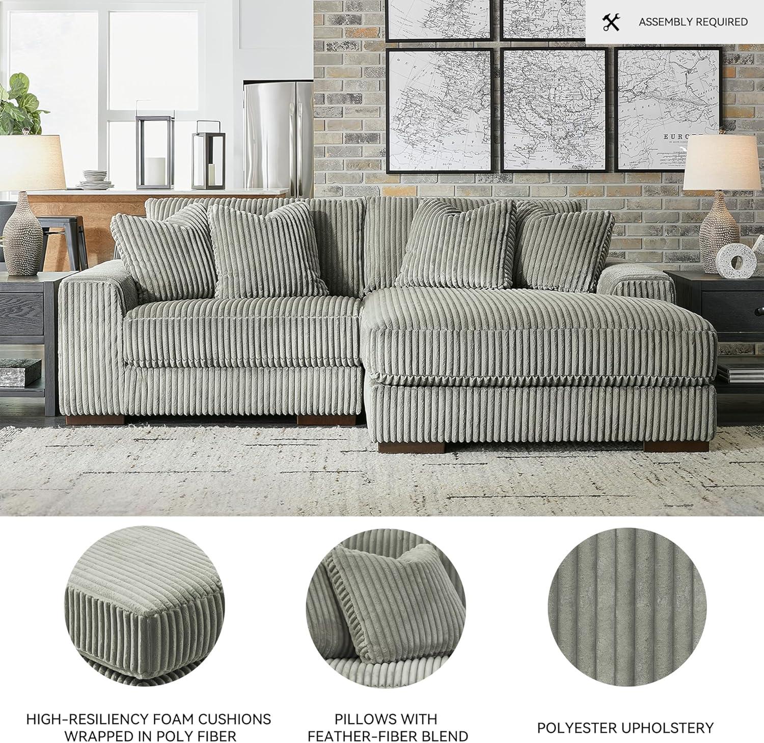 imageSignature Design by Ashley Lindyn Casual LeftArm Facing 2Piece Sectional with Chaise Reversible Cushions and 4 Throw Pillows GrayGrey