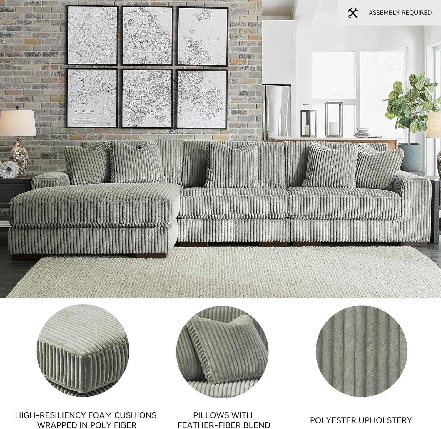 imageSignature Design by Ashley Lindyn Casual LeftArm Facing 2Piece Sectional with Chaise Reversible Cushions and 4 Throw Pillows GrayGrey