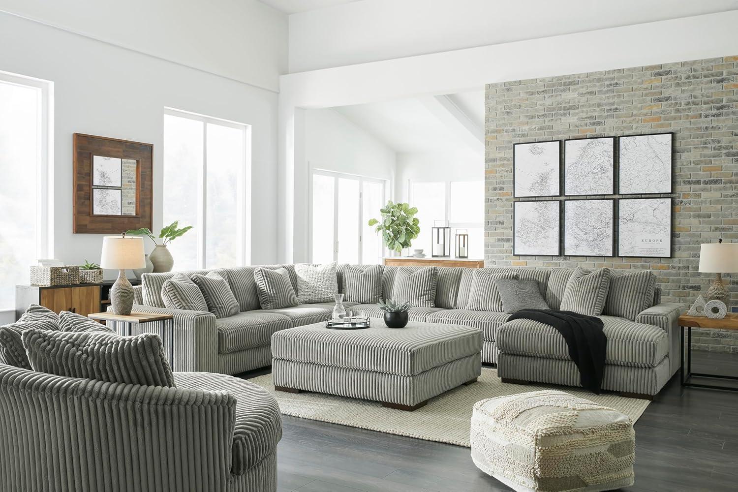 imageSignature Design by Ashley Lindyn Casual LeftArm Facing 2Piece Sectional with Chaise Reversible Cushions and 4 Throw Pillows GrayGrey
