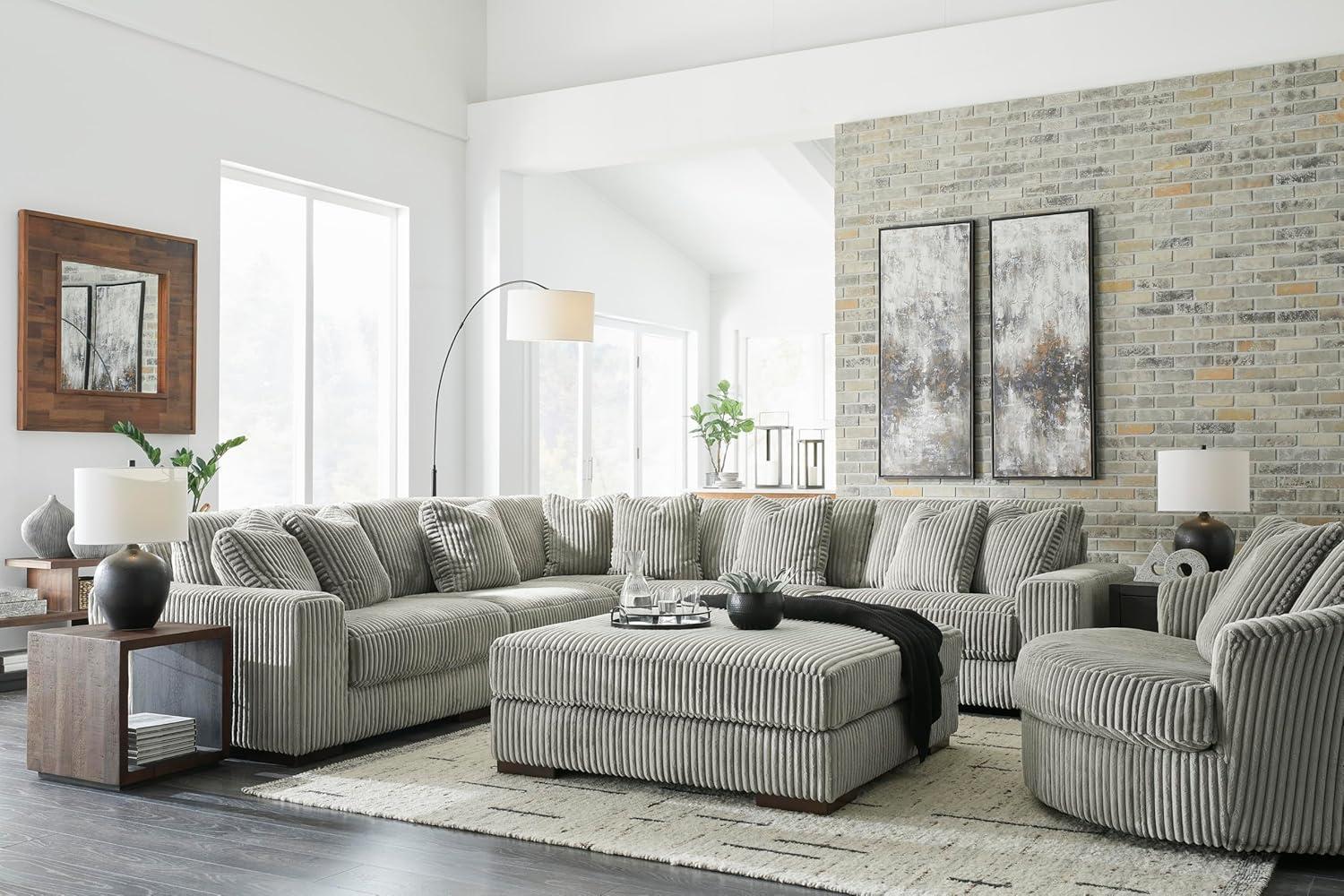 imageSignature Design by Ashley Lindyn Casual LeftArm Facing 2Piece Sectional with Chaise Reversible Cushions and 4 Throw Pillows GrayGrey