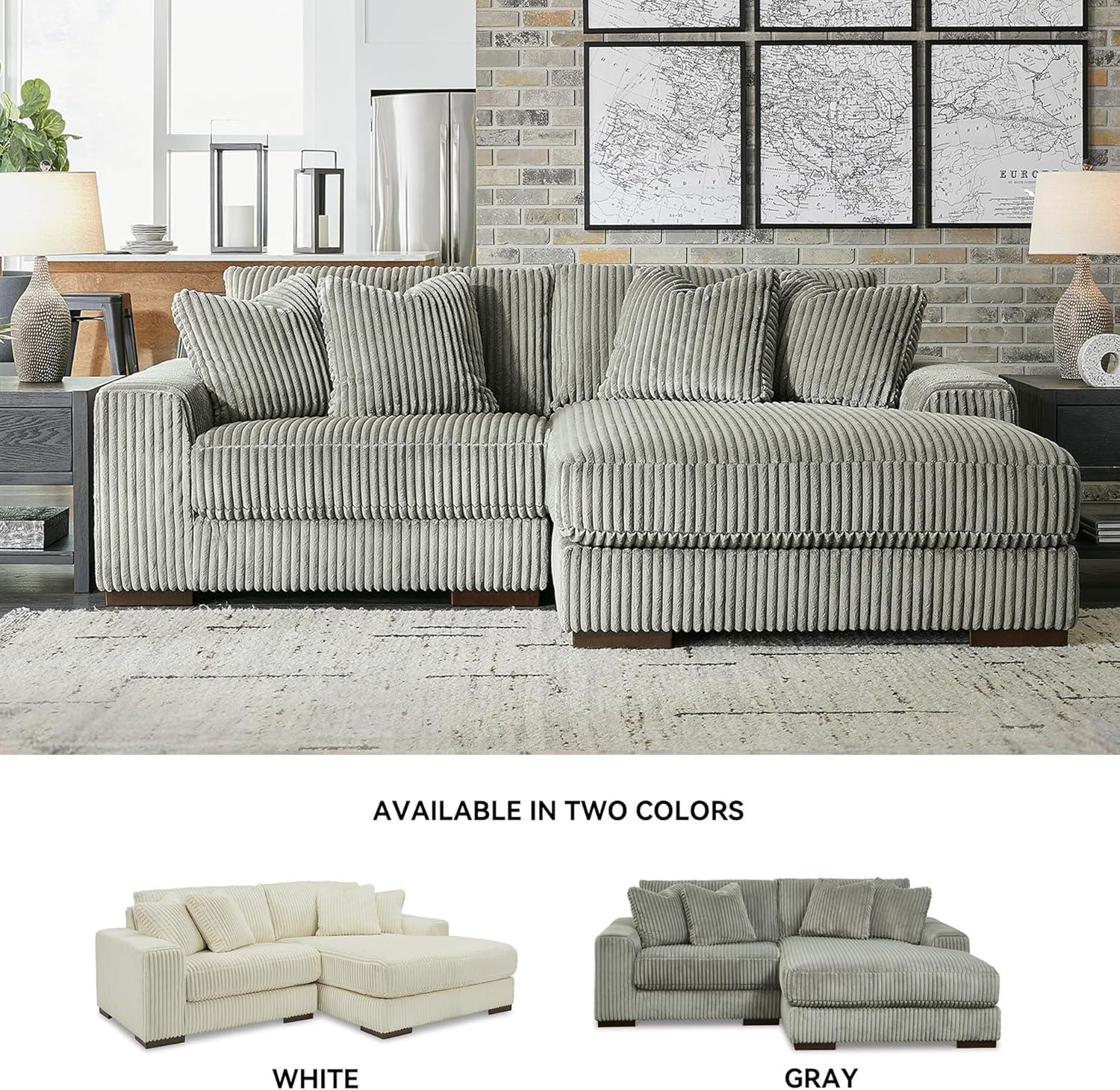 imageSignature Design by Ashley Lindyn Casual LeftArm Facing 2Piece Sectional with Chaise Reversible Cushions and 4 Throw Pillows GrayGrey