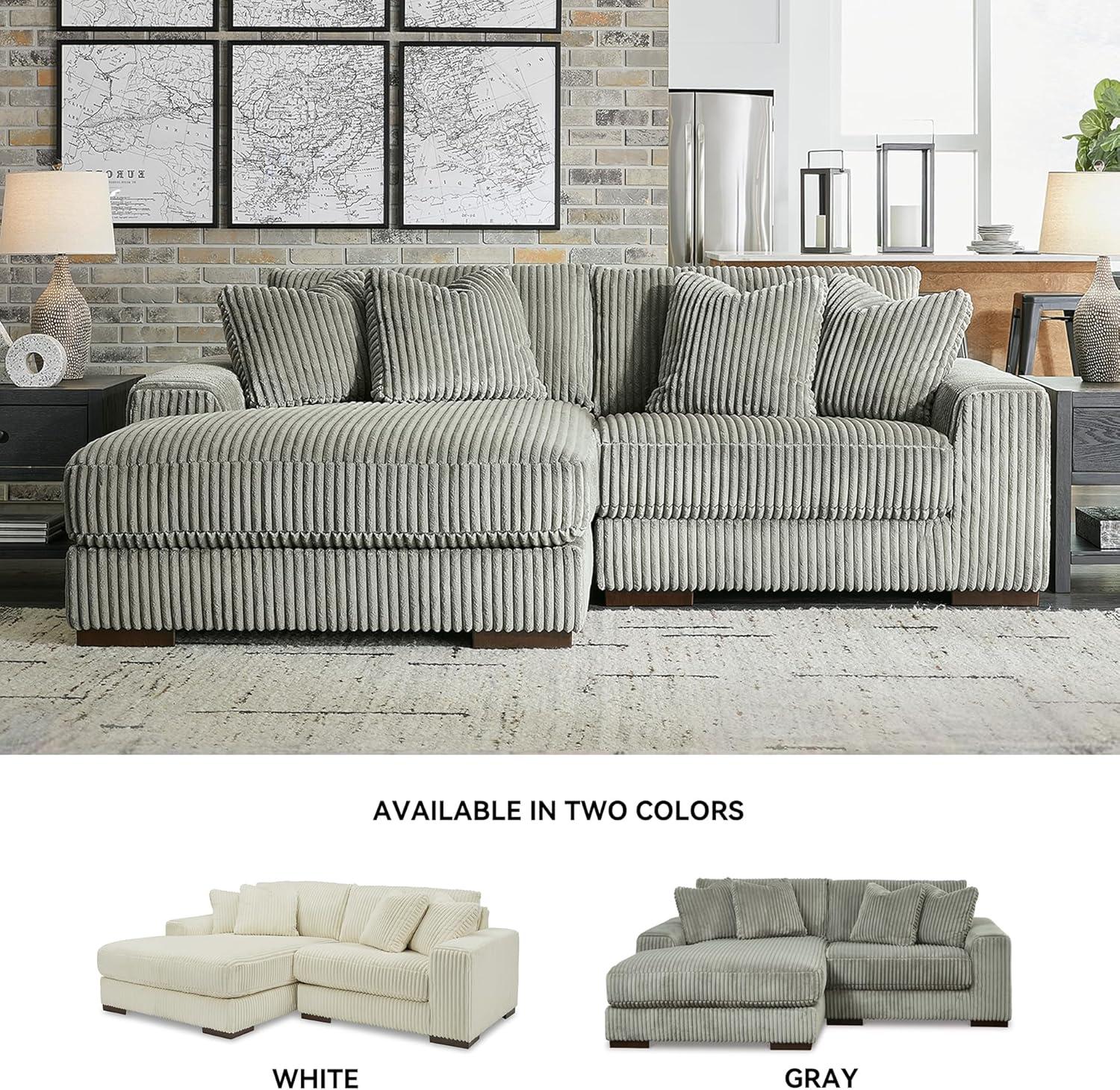 imageSignature Design by Ashley Lindyn Casual LeftArm Facing 2Piece Sectional with Chaise Reversible Cushions and 4 Throw Pillows GrayGrey