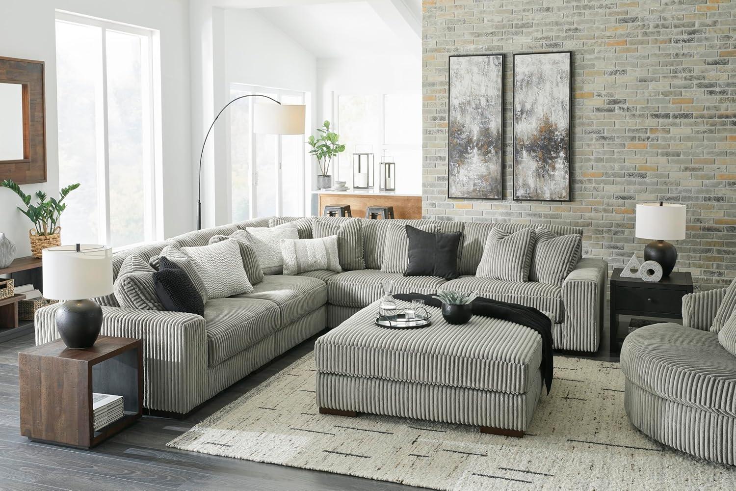imageSignature Design by Ashley Lindyn Casual LeftArm Facing 2Piece Sectional with Chaise Reversible Cushions and 4 Throw Pillows GrayGrey