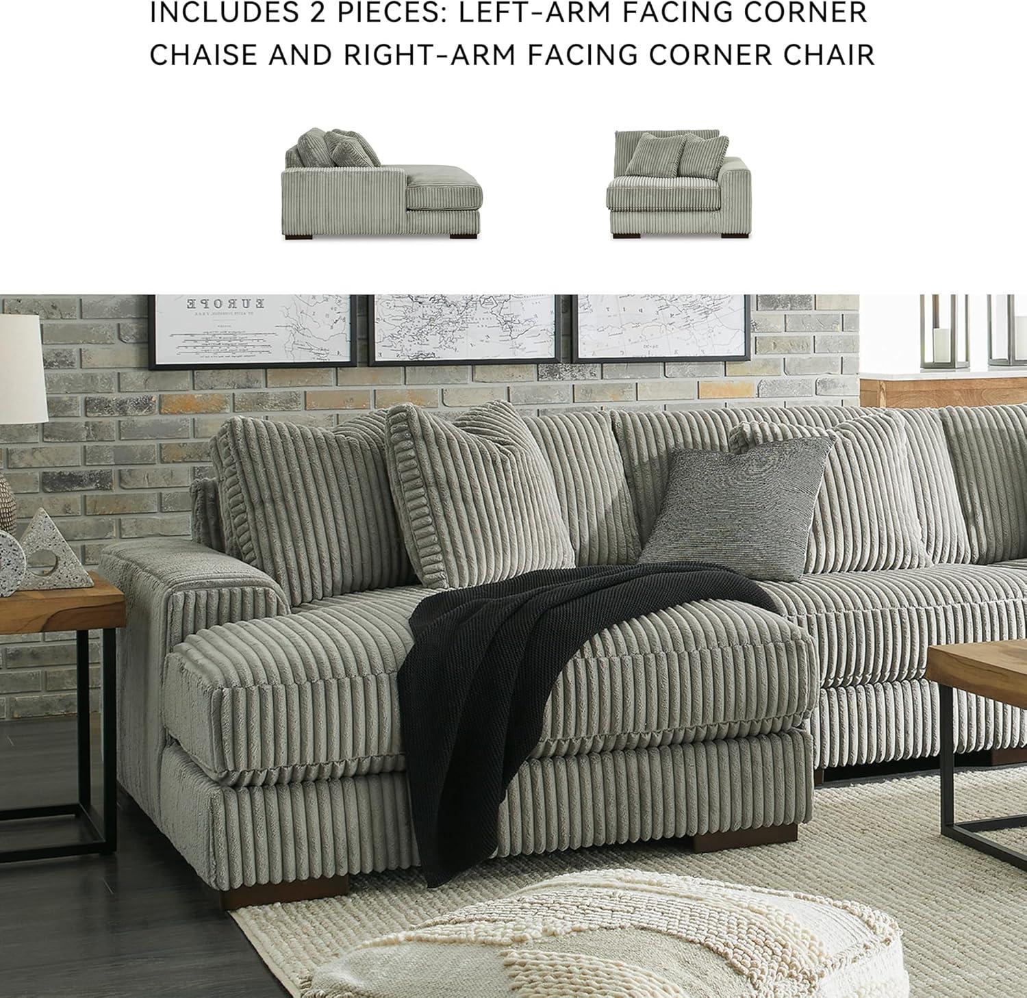 imageSignature Design by Ashley Lindyn Casual LeftArm Facing 2Piece Sectional with Chaise Reversible Cushions and 4 Throw Pillows GrayGrey