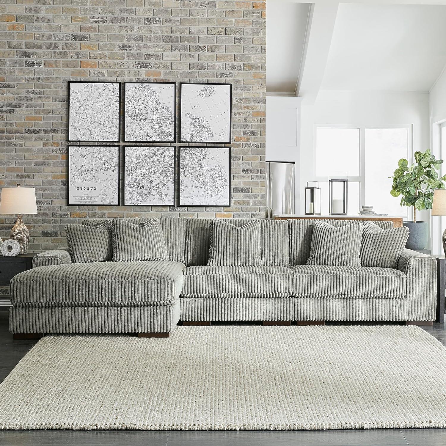 imageSignature Design by Ashley Lindyn Casual LeftArm Facing 2Piece Sectional with Chaise Reversible Cushions and 4 Throw Pillows GrayGrey