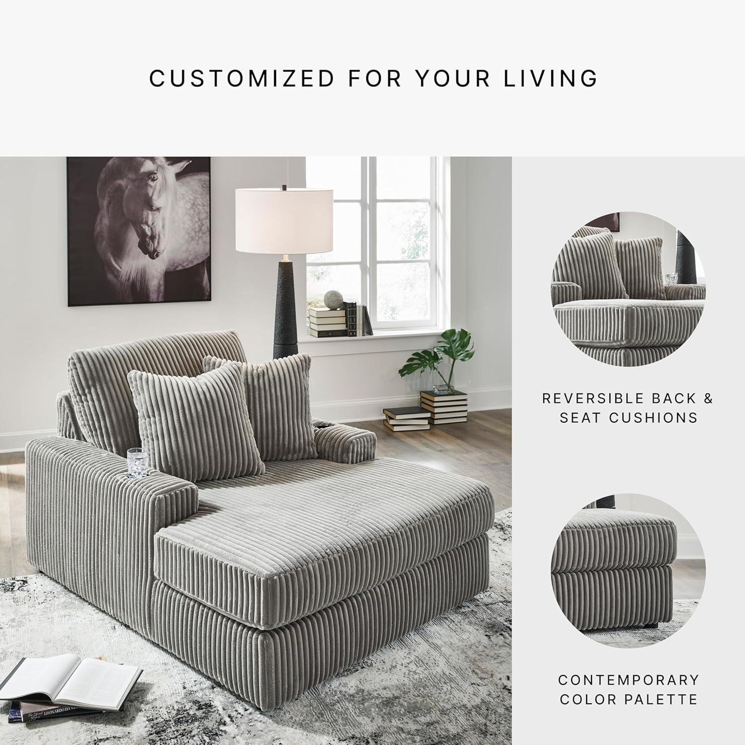 imageSignature Design by Ashley Lindyn Casual LeftArm Facing 2Piece Sectional with Chaise Reversible Cushions and 4 Throw Pillows GrayGrey
