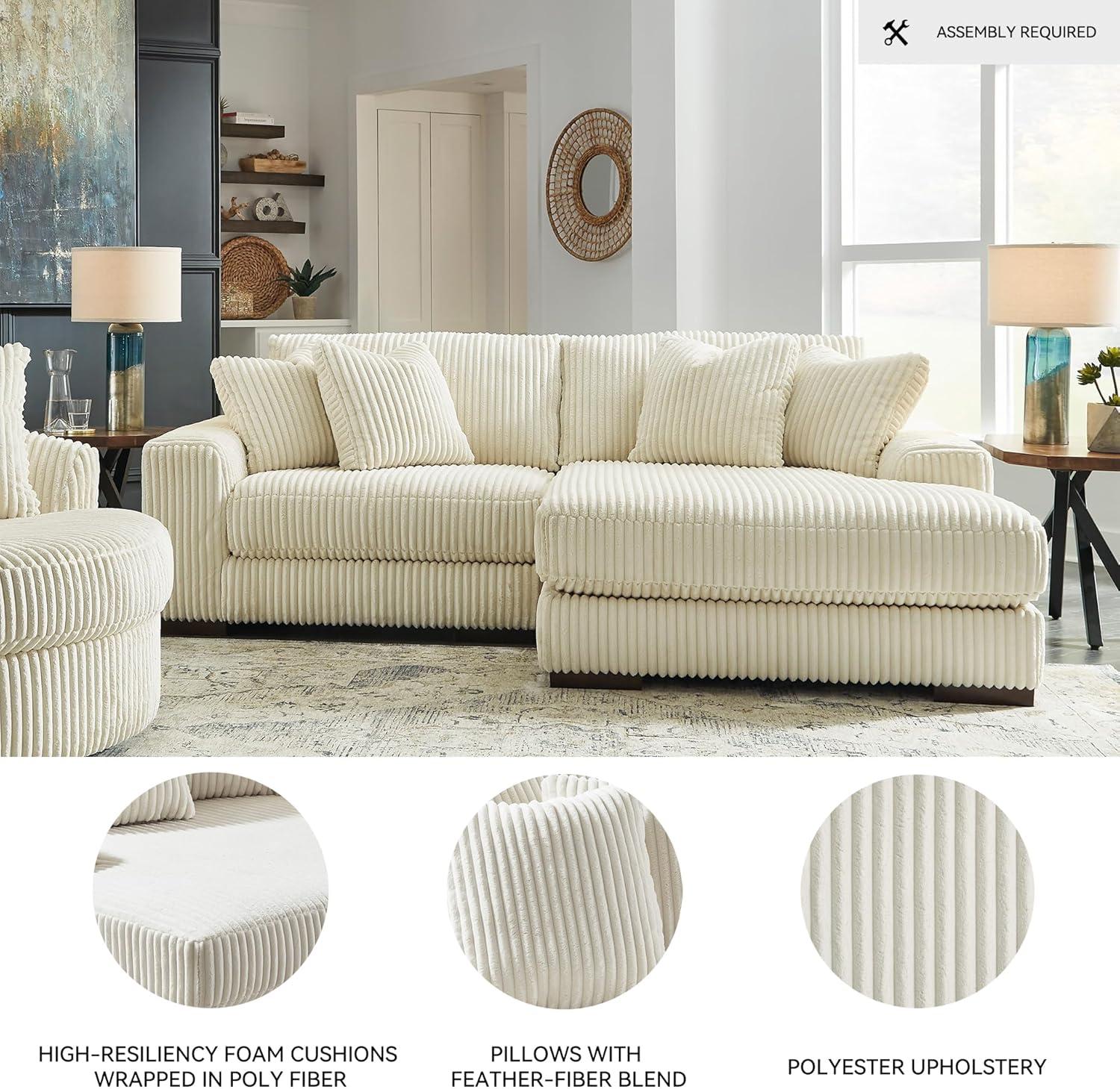 imageSignature Design by Ashley Lindyn Casual LeftArm Facing 2Piece Sectional with Chaise Reversible Cushions and 4 Throw Pillows GrayWhite