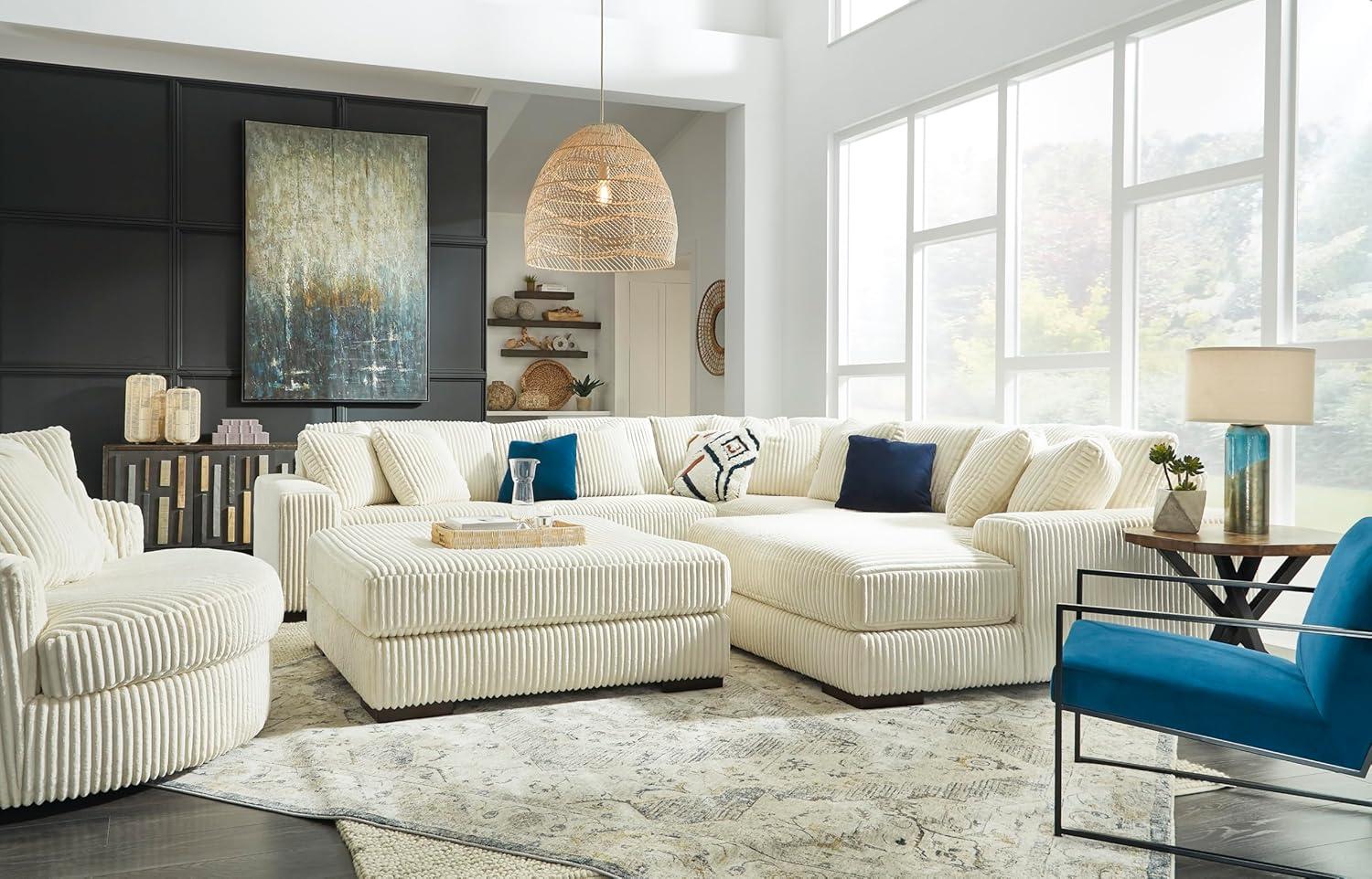 imageSignature Design by Ashley Lindyn Casual LeftArm Facing 2Piece Sectional with Chaise Reversible Cushions and 4 Throw Pillows GrayWhite