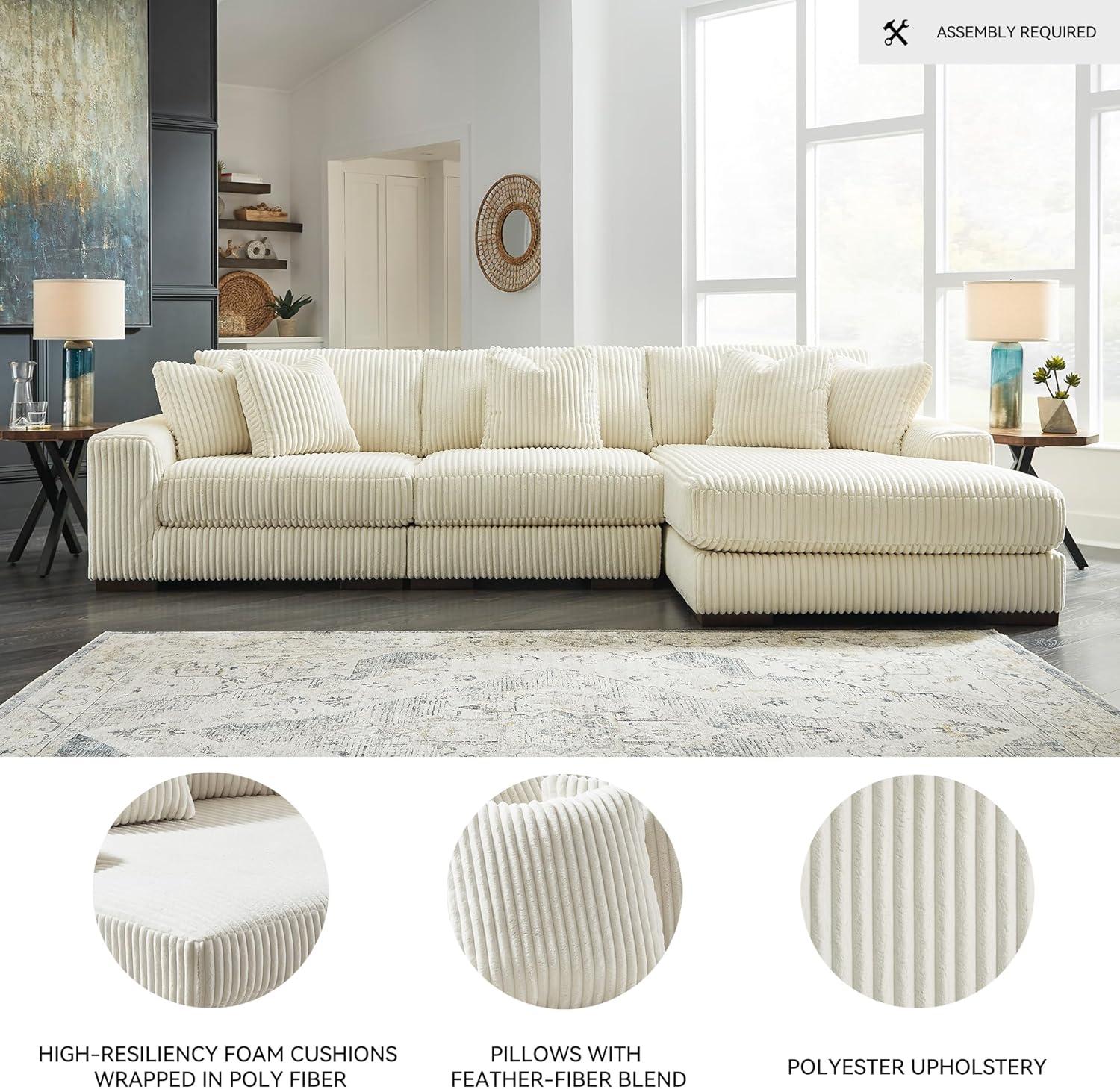 imageSignature Design by Ashley Lindyn Casual LeftArm Facing 2Piece Sectional with Chaise Reversible Cushions and 4 Throw Pillows GrayWhite