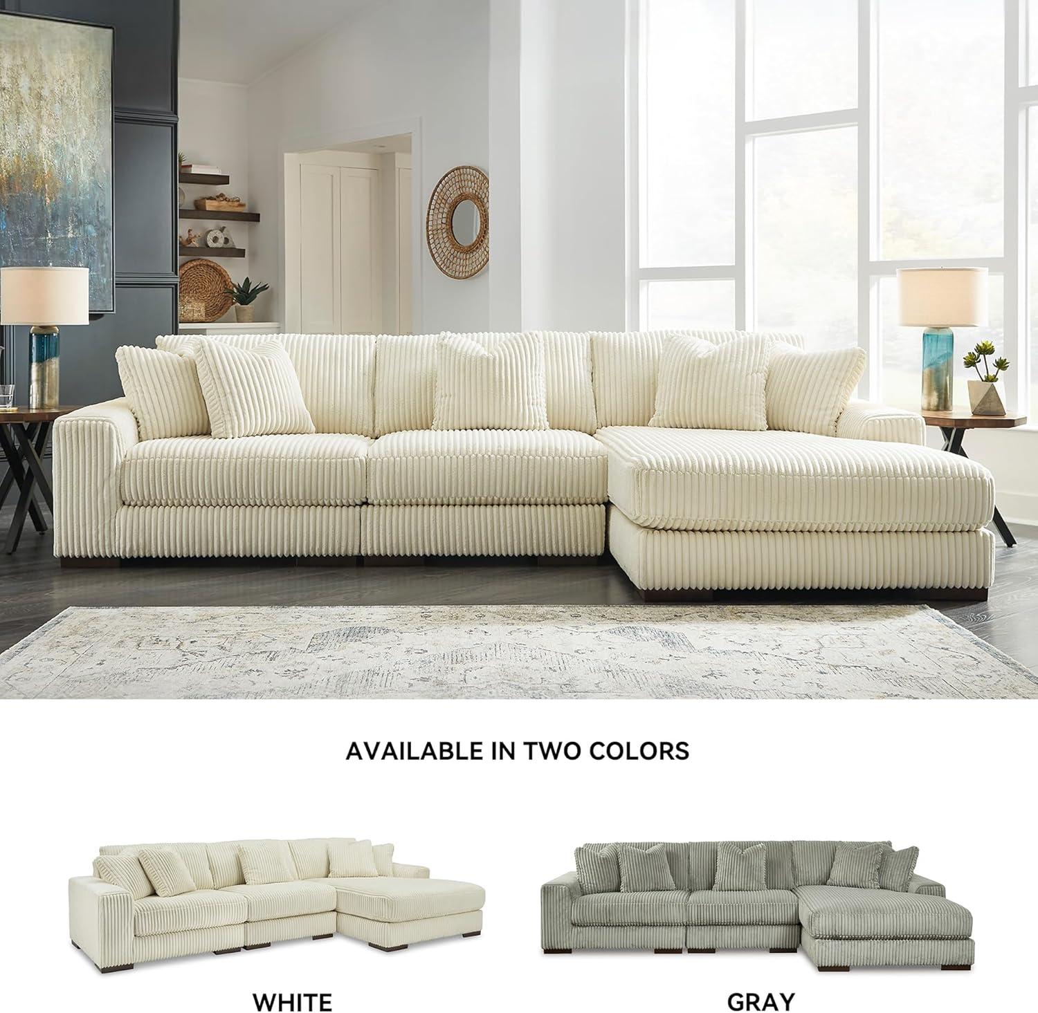 imageSignature Design by Ashley Lindyn Casual LeftArm Facing 2Piece Sectional with Chaise Reversible Cushions and 4 Throw Pillows GrayWhite