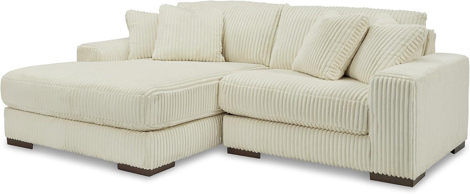 imageSignature Design by Ashley Lindyn Casual LeftArm Facing 2Piece Sectional with Chaise Reversible Cushions and 4 Throw Pillows GrayWhite