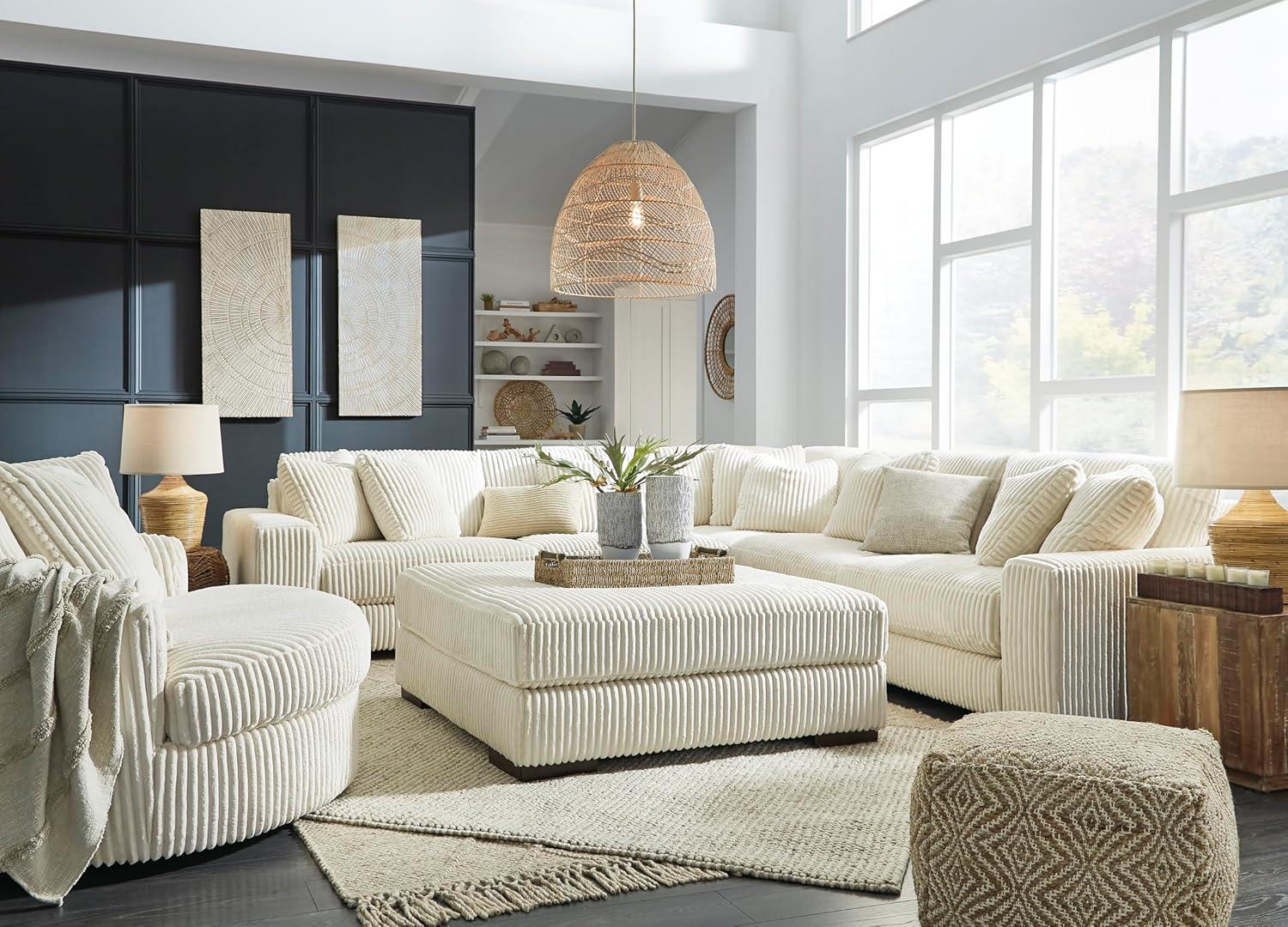 imageSignature Design by Ashley Lindyn Casual LeftArm Facing 2Piece Sectional with Chaise Reversible Cushions and 4 Throw Pillows GrayWhite