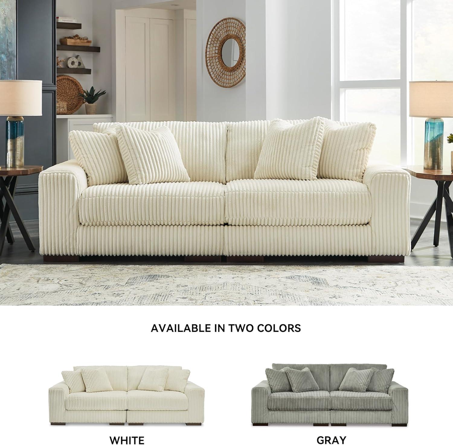 imageSignature Design by Ashley Lindyn Casual LeftArm Facing 2Piece Sectional with Chaise Reversible Cushions and 4 Throw Pillows GrayWhite