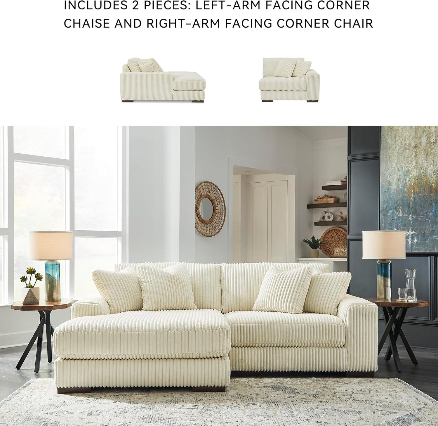 imageSignature Design by Ashley Lindyn Casual LeftArm Facing 2Piece Sectional with Chaise Reversible Cushions and 4 Throw Pillows GrayWhite