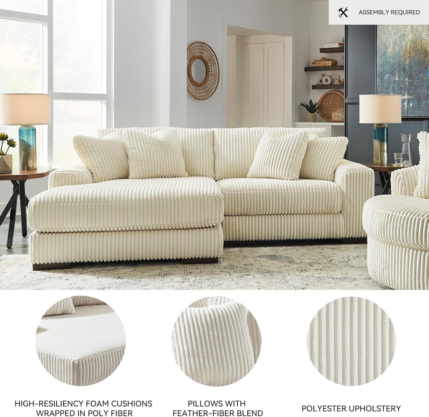 imageSignature Design by Ashley Lindyn Casual LeftArm Facing 2Piece Sectional with Chaise Reversible Cushions and 4 Throw Pillows GrayWhite