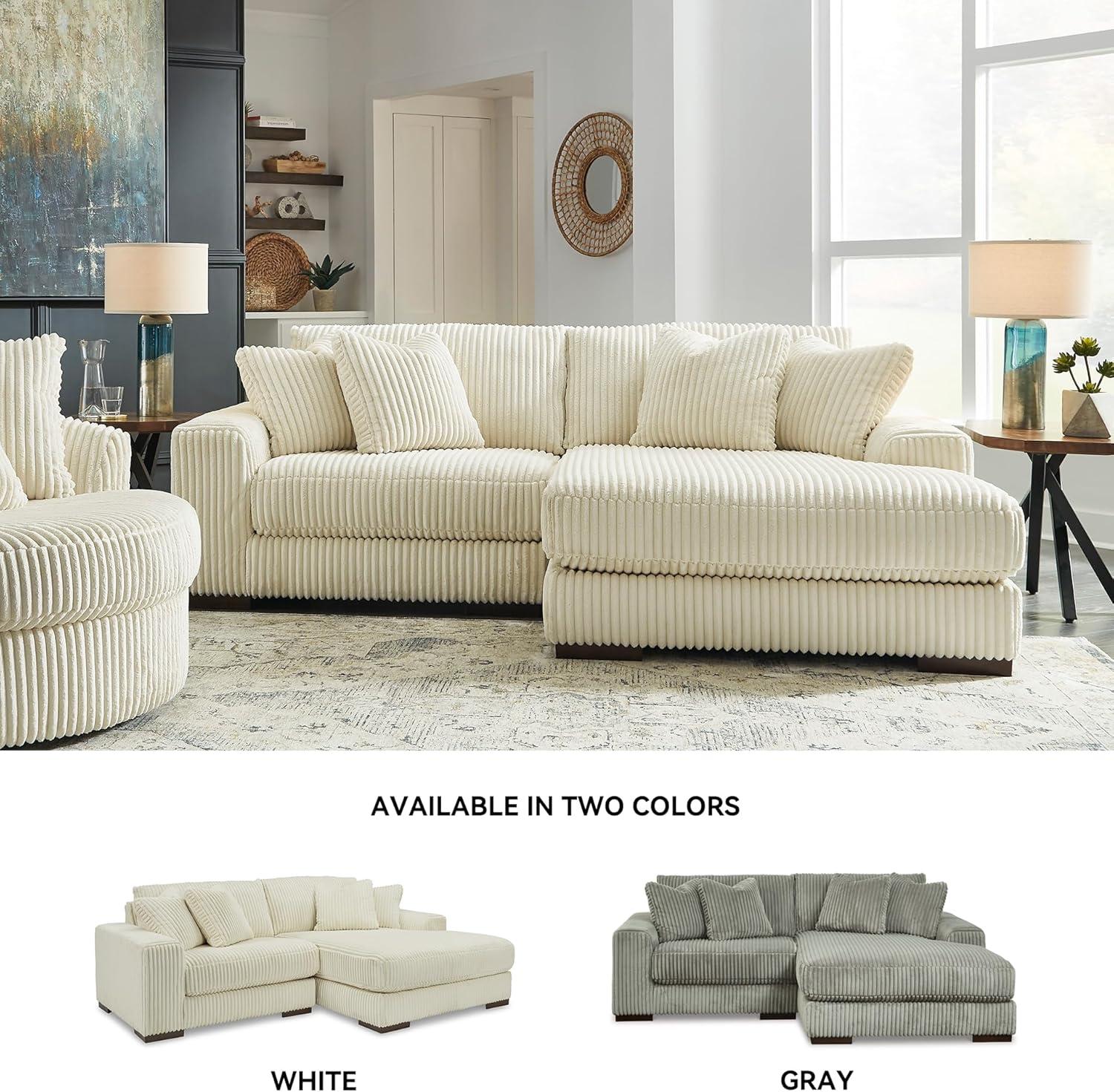 imageSignature Design by Ashley Lindyn Casual LeftArm Facing 2Piece Sectional with Chaise Reversible Cushions and 4 Throw Pillows GrayWhite
