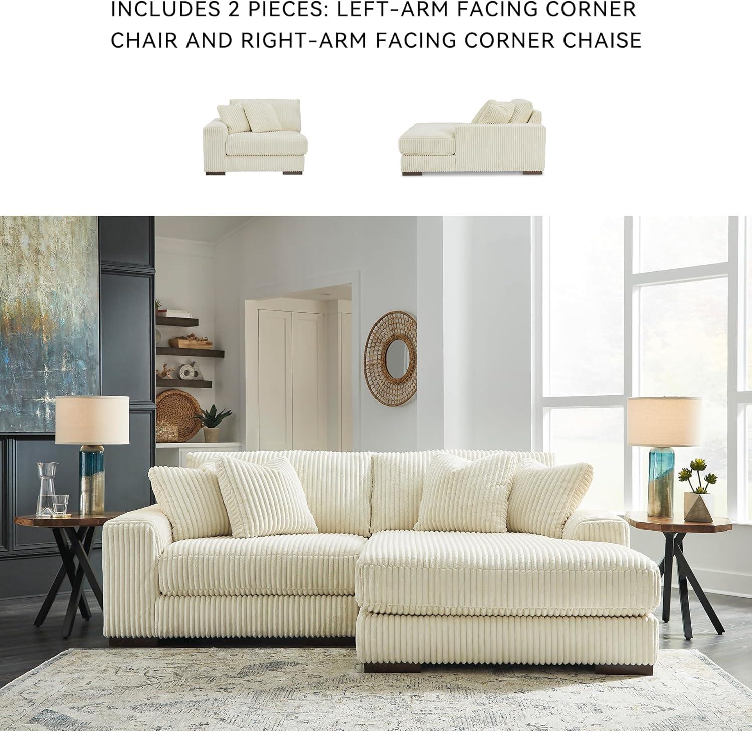imageSignature Design by Ashley Lindyn Casual LeftArm Facing 2Piece Sectional with Chaise Reversible Cushions and 4 Throw Pillows GrayWhite